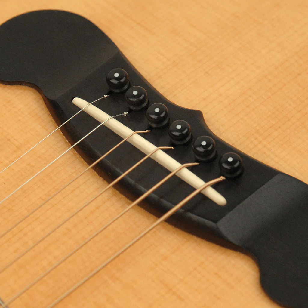 D'Addario PWPS10 Molded Bridge Pins with End Pin, Set of 7, Ebony with Ivory Dot - Image 2