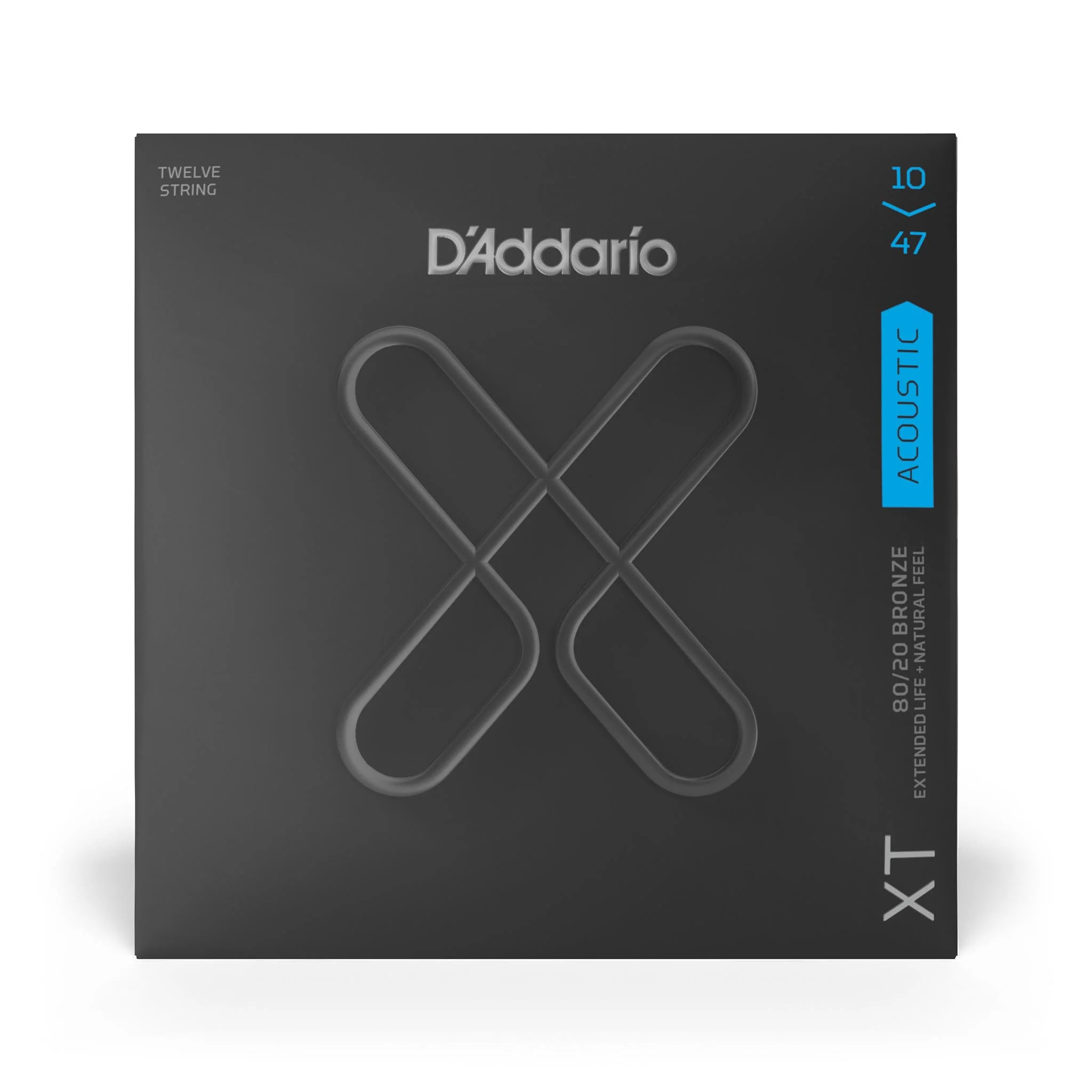 D'Addario XTABR1047-12 XT 80/20 12-String Acoustic Guitar Strings, Light, 10-47