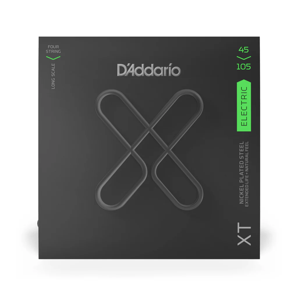D'Addario XTB45105 XT Nickel Plated Steel Long Scale Bass Guitar Strings, Light Top/Medium Bottom, 45-105
