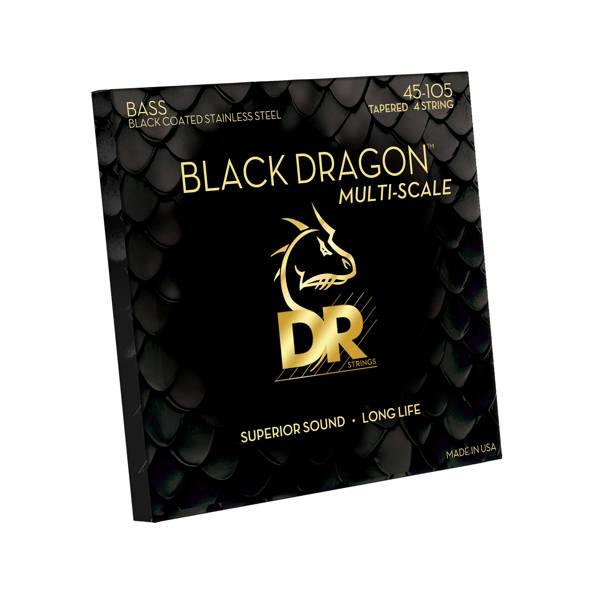 DR Strings DBSMB-45 Black Dragon Multi-Scale Coated Black Steel 4-String Bass Strings, Medium, 45-105 - Image 3