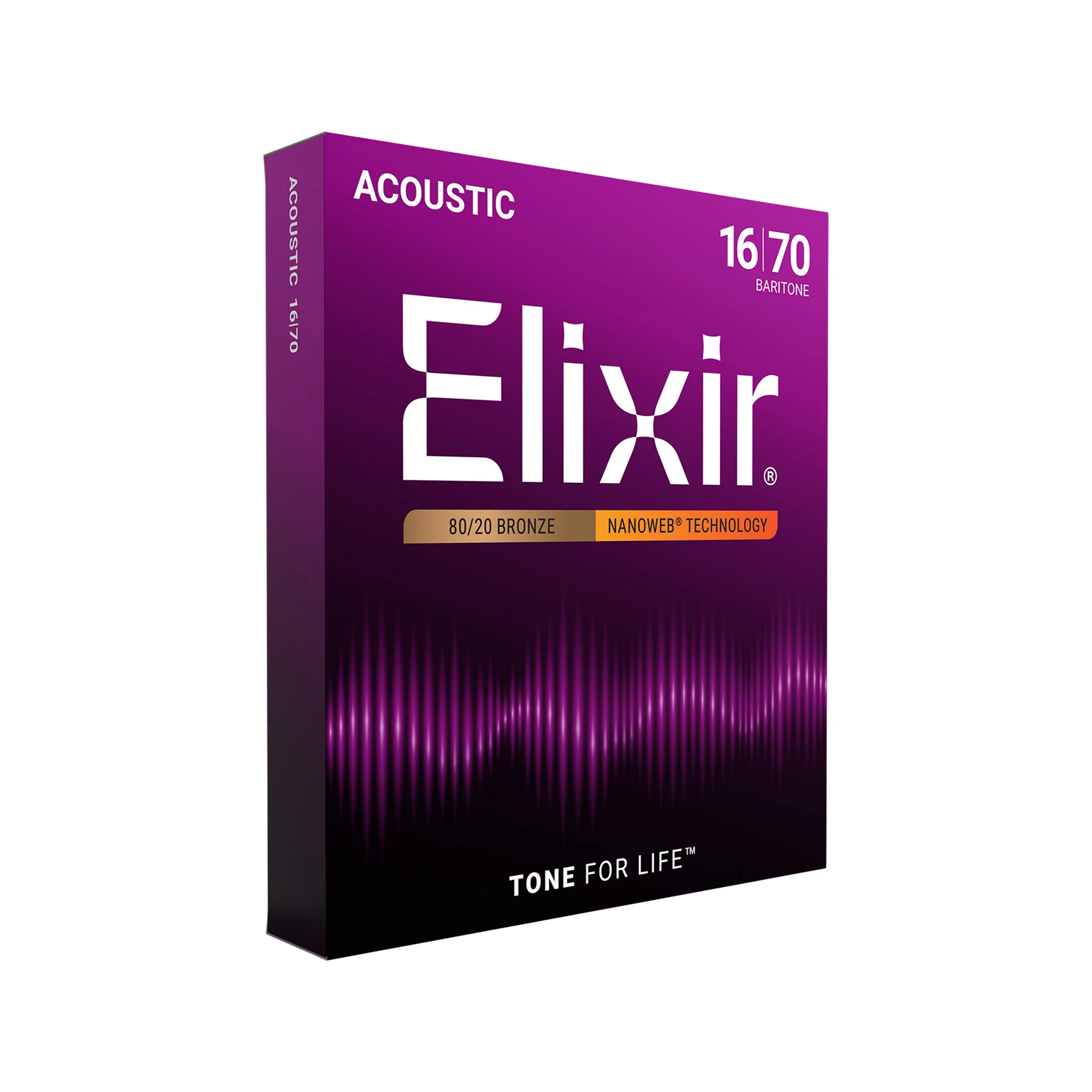 Elixir 11306 Nanoweb 80/20 6-String Baritone Acoustic Guitar Strings 16-70 - Image 2