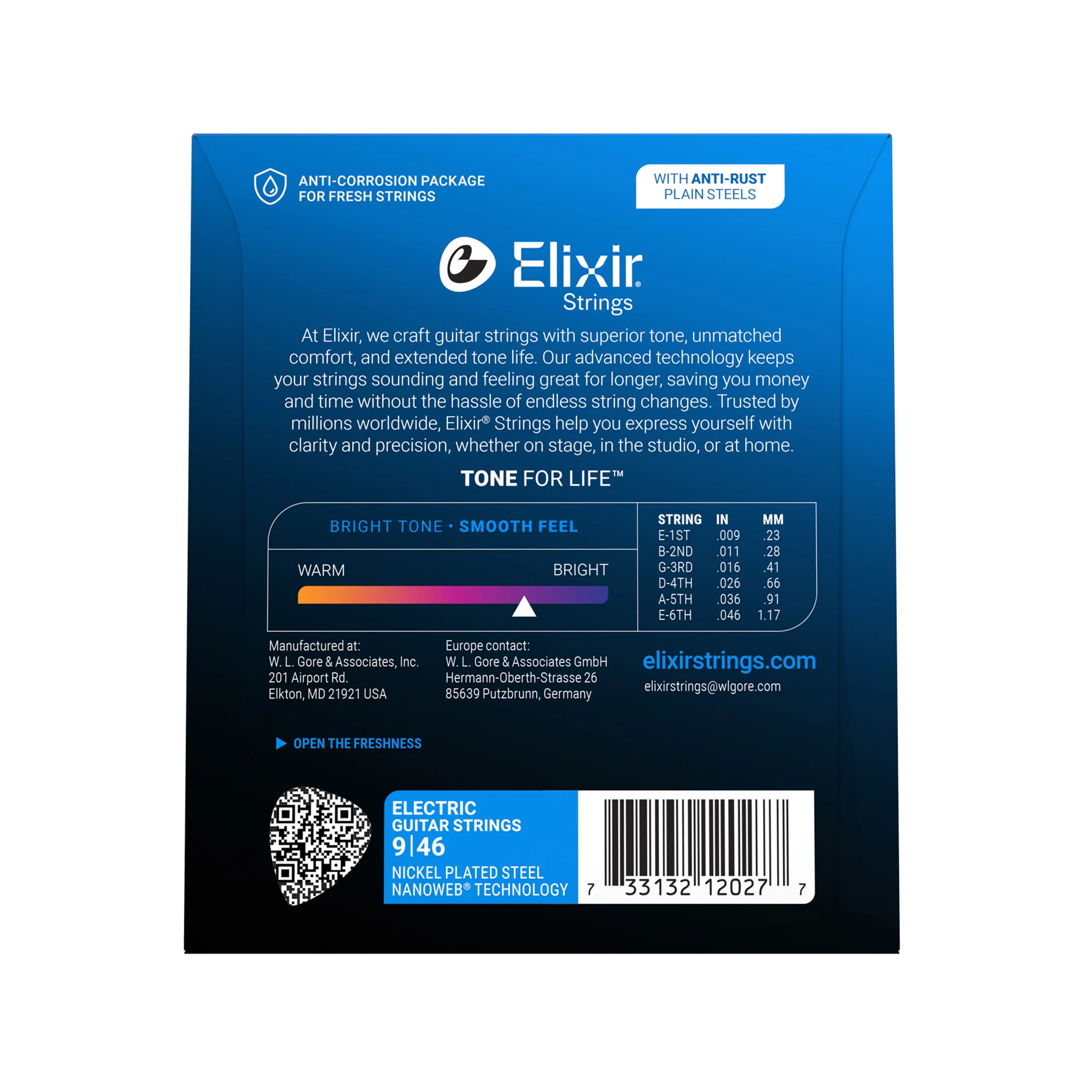 Elixir 12027 Nanoweb Electric Guitar Strings, Custom Light, 9-46 - Image 2