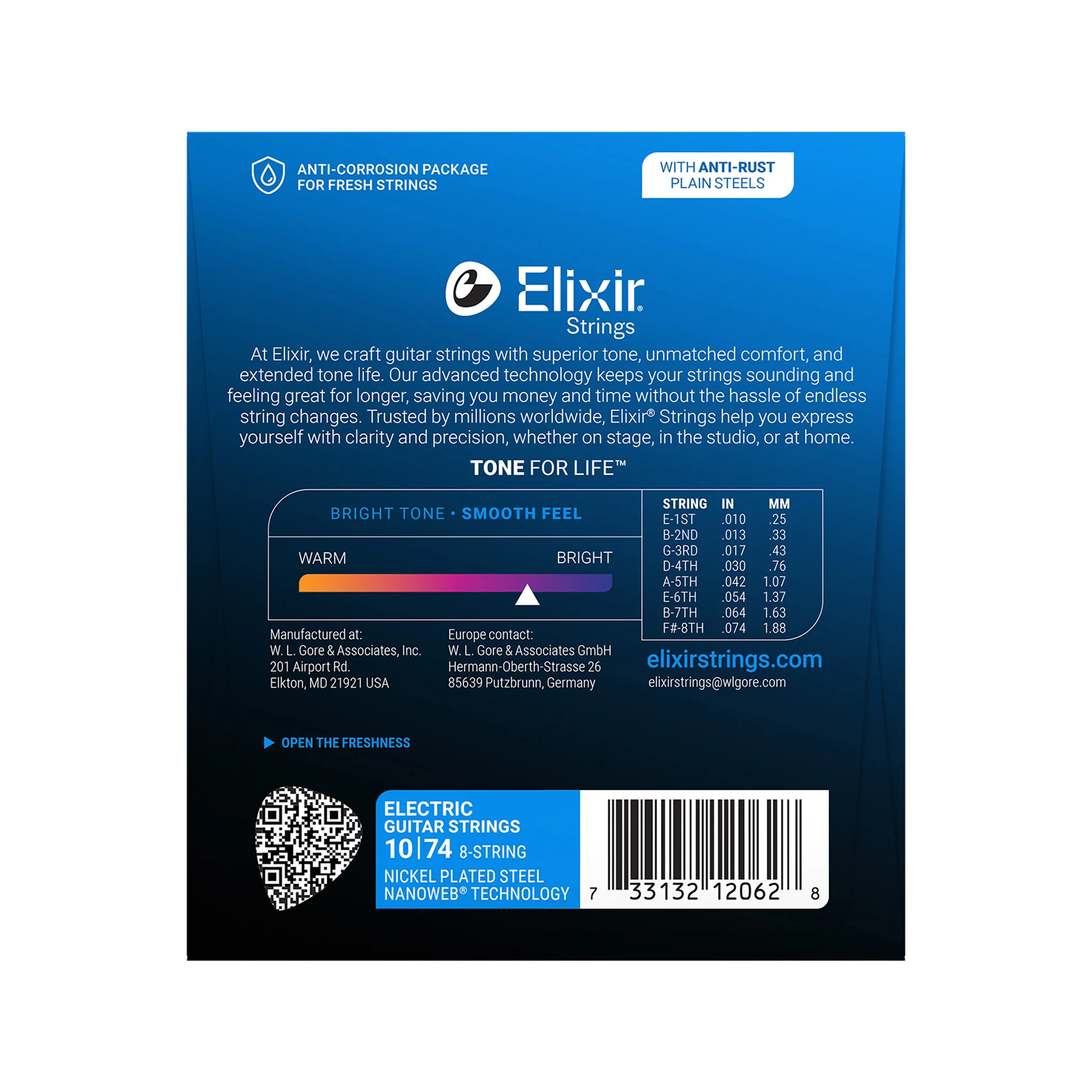 Elixir 12062 Nanoweb Light 8-String Electric Guitar Strings 10-74 - Image 3
