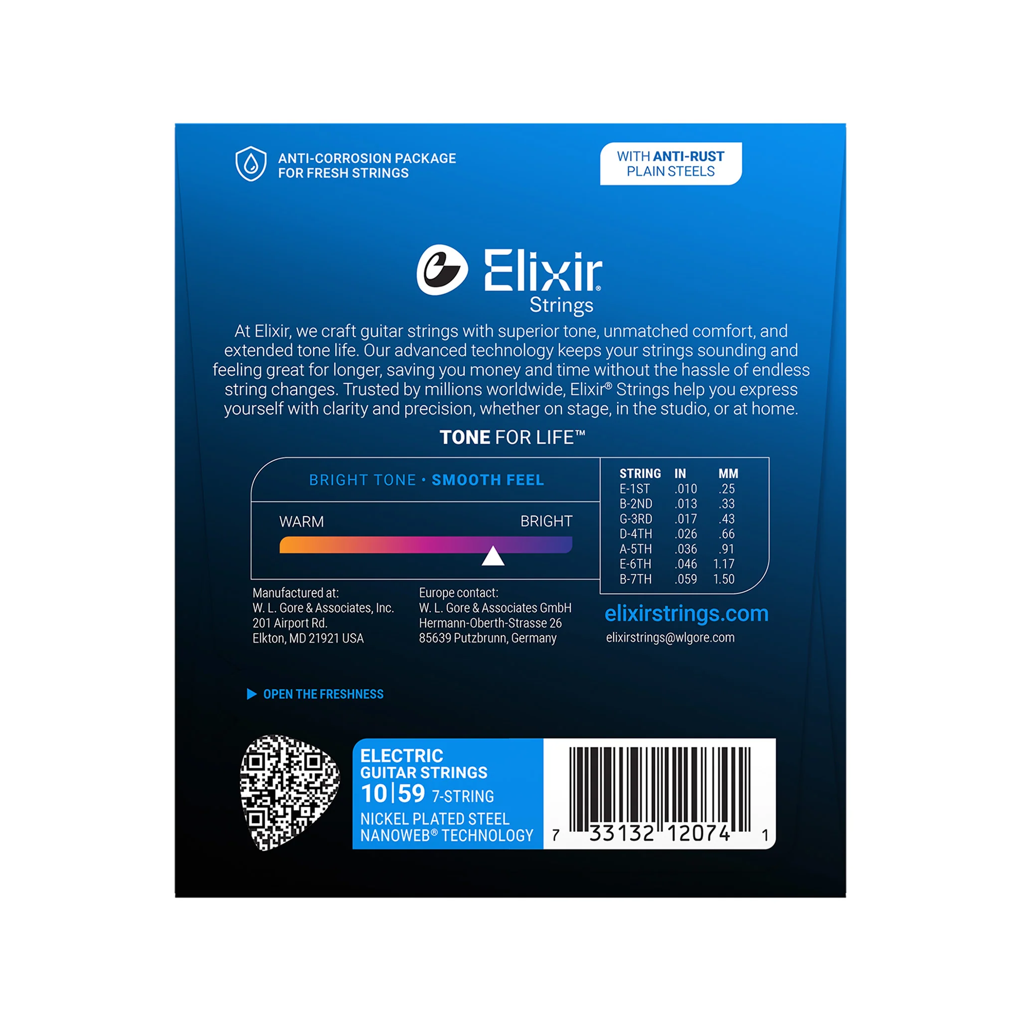 Elixir 12074 Nanoweb Light-Heavy 7-String Electric Guitar Strings, 10-59 - Image 3