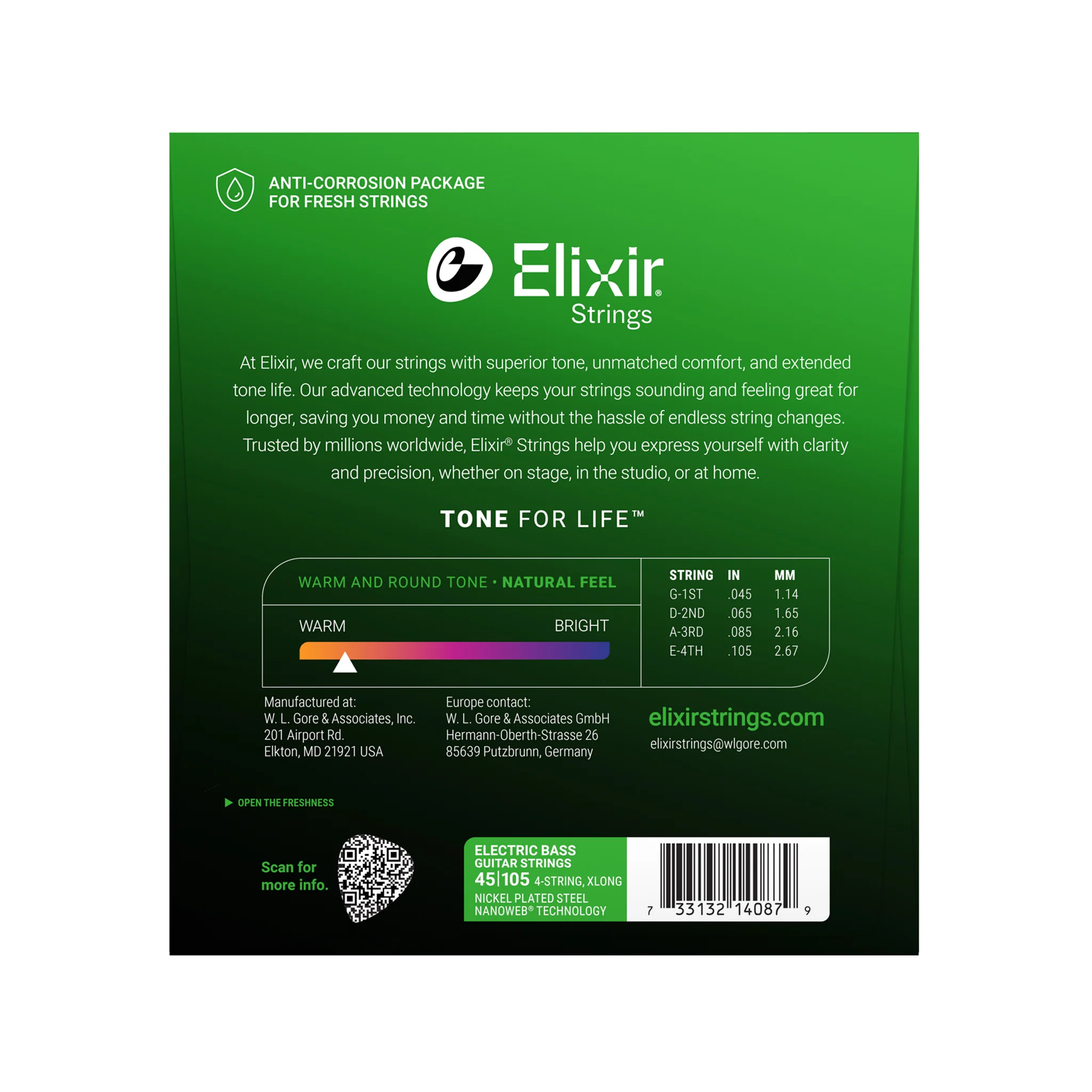 Elixir 14087 Nanoweb Medium/Extra Long Scale 4-String Electric Bass Strings 045-105 - Image 2