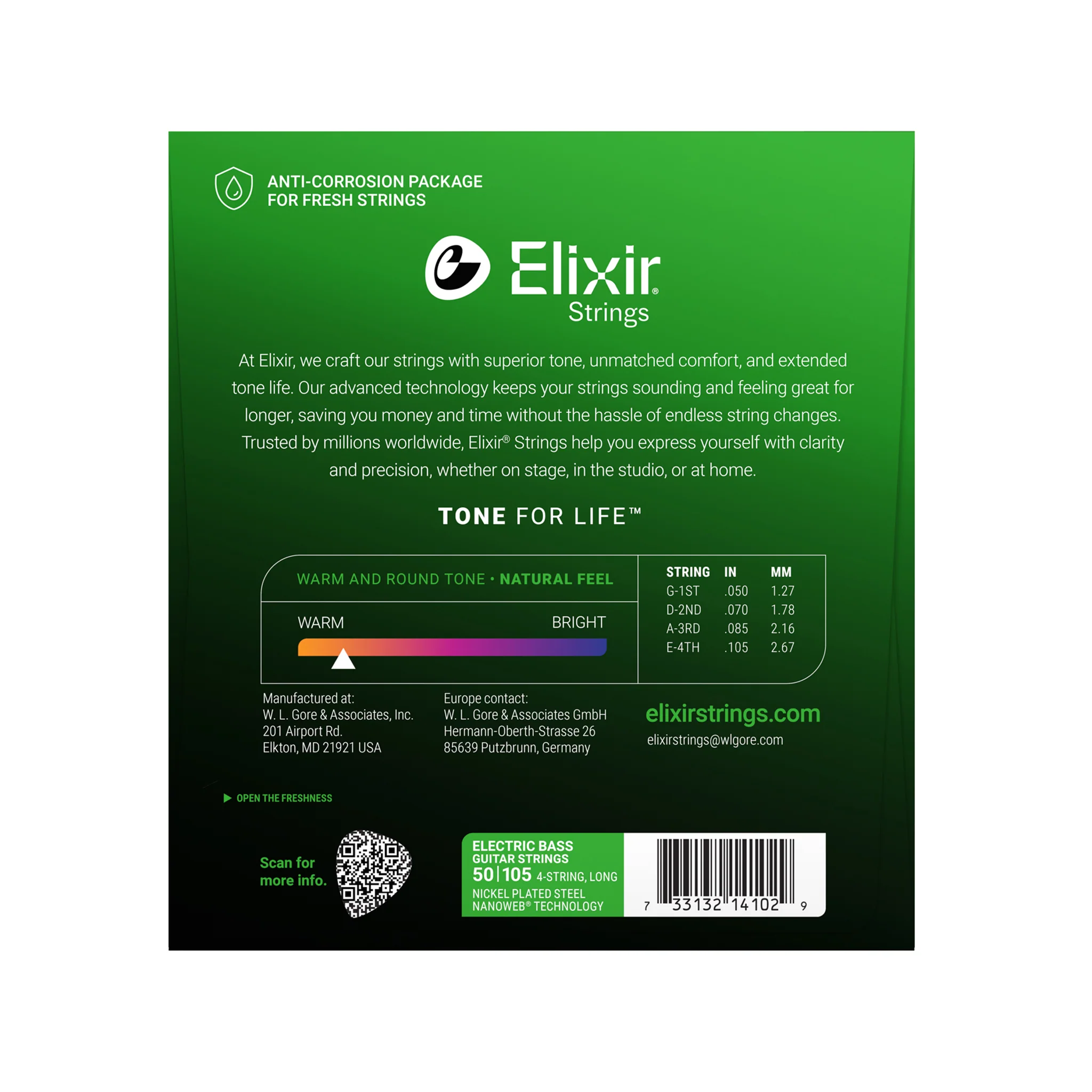Elixir 14102 Nanoweb Nickel Plated Steel Electric Bass Strings, Long Scale, 4-String Medium, 50-105 - Image 2