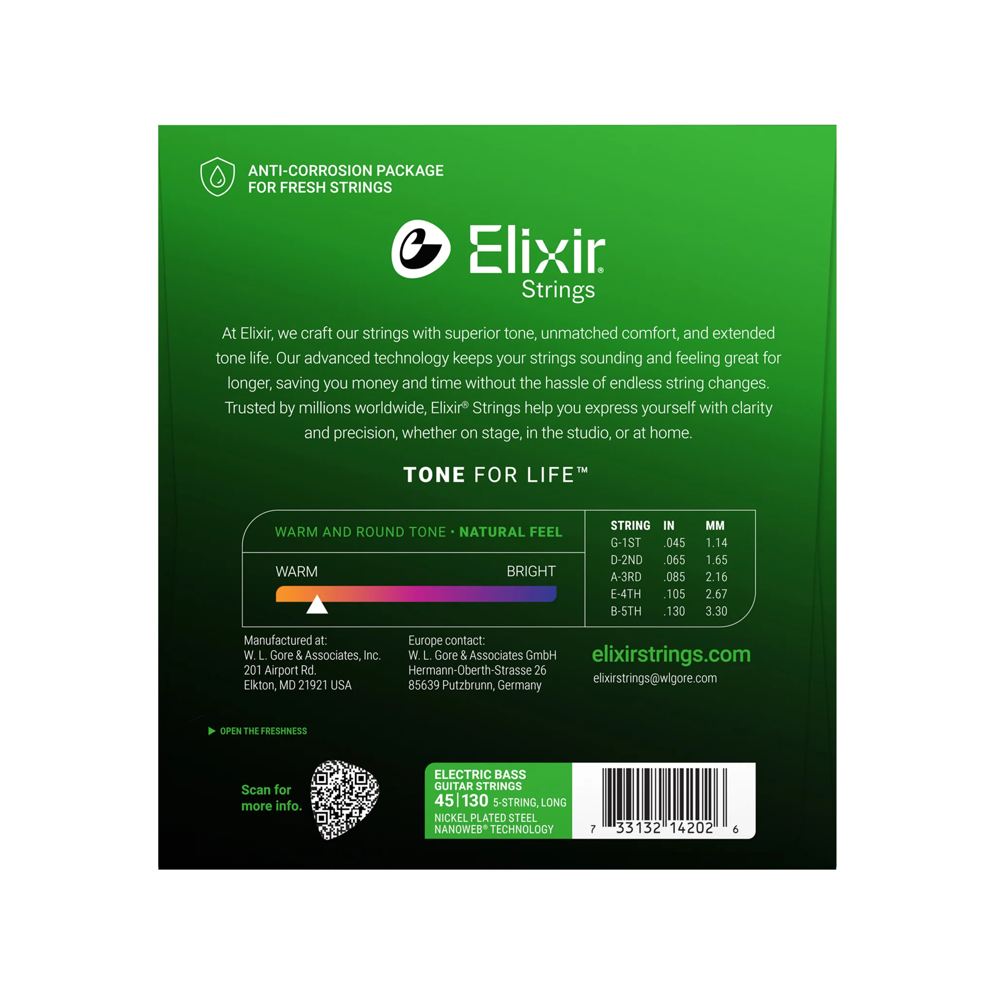 Elixir 14202 Nanoweb Light Long Scale 5-String Bass Strings 45-130 - Image 2