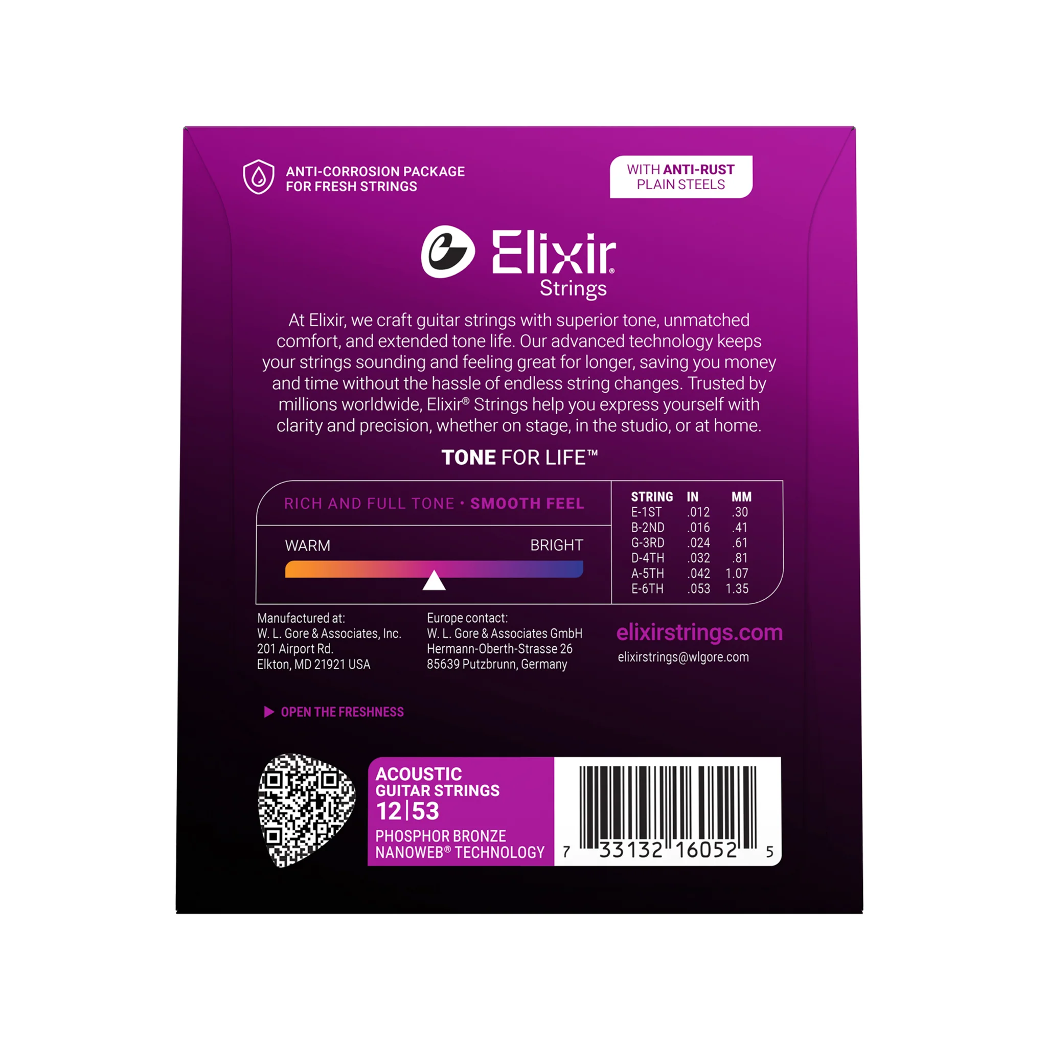 Elixir 16052 Nanoweb Phosphor Bronze Acoustic Guitar Strings, Light, 12-53 - Image 2
