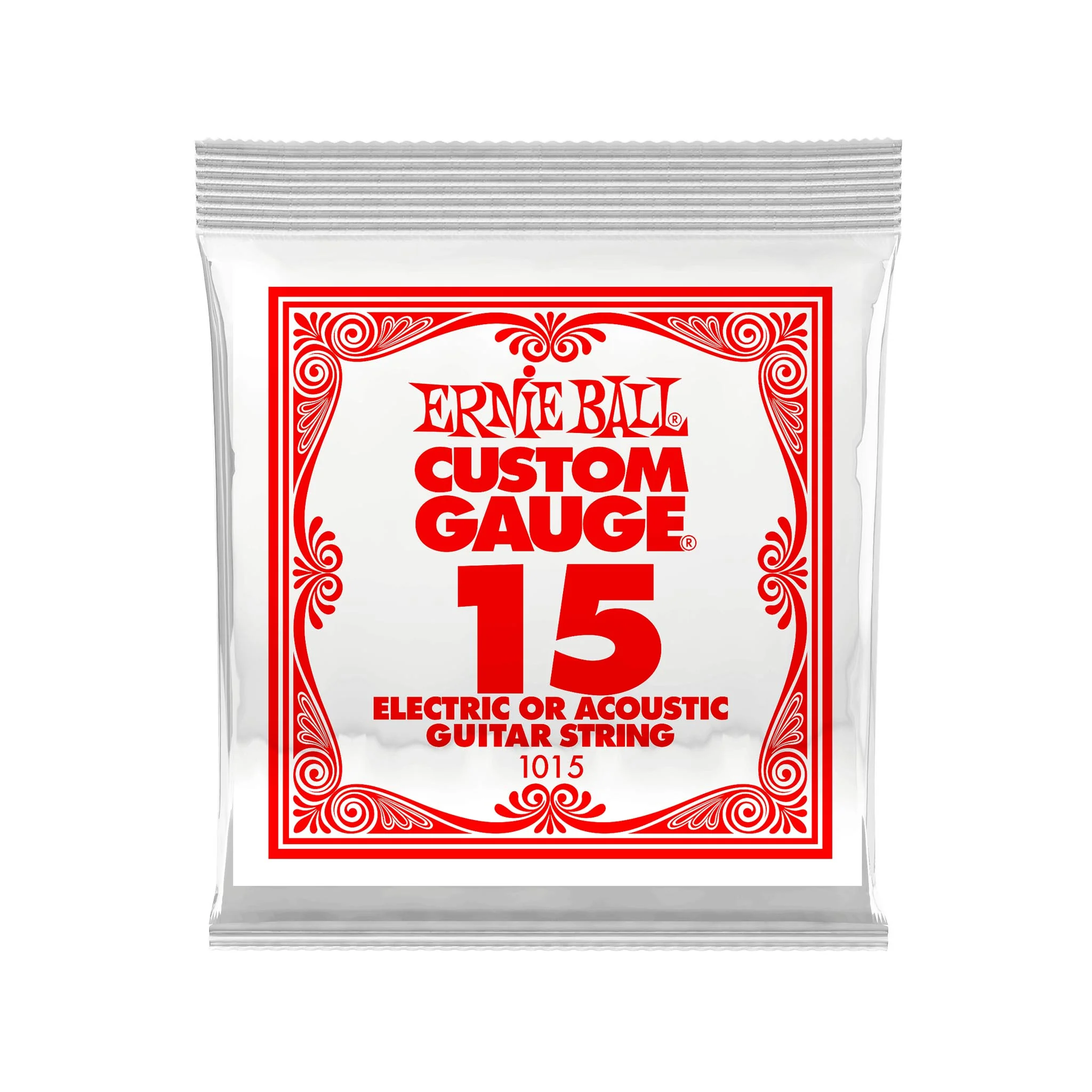 Ernie Ball .015 Plain Steel Electric or Acoustic Guitar Single String