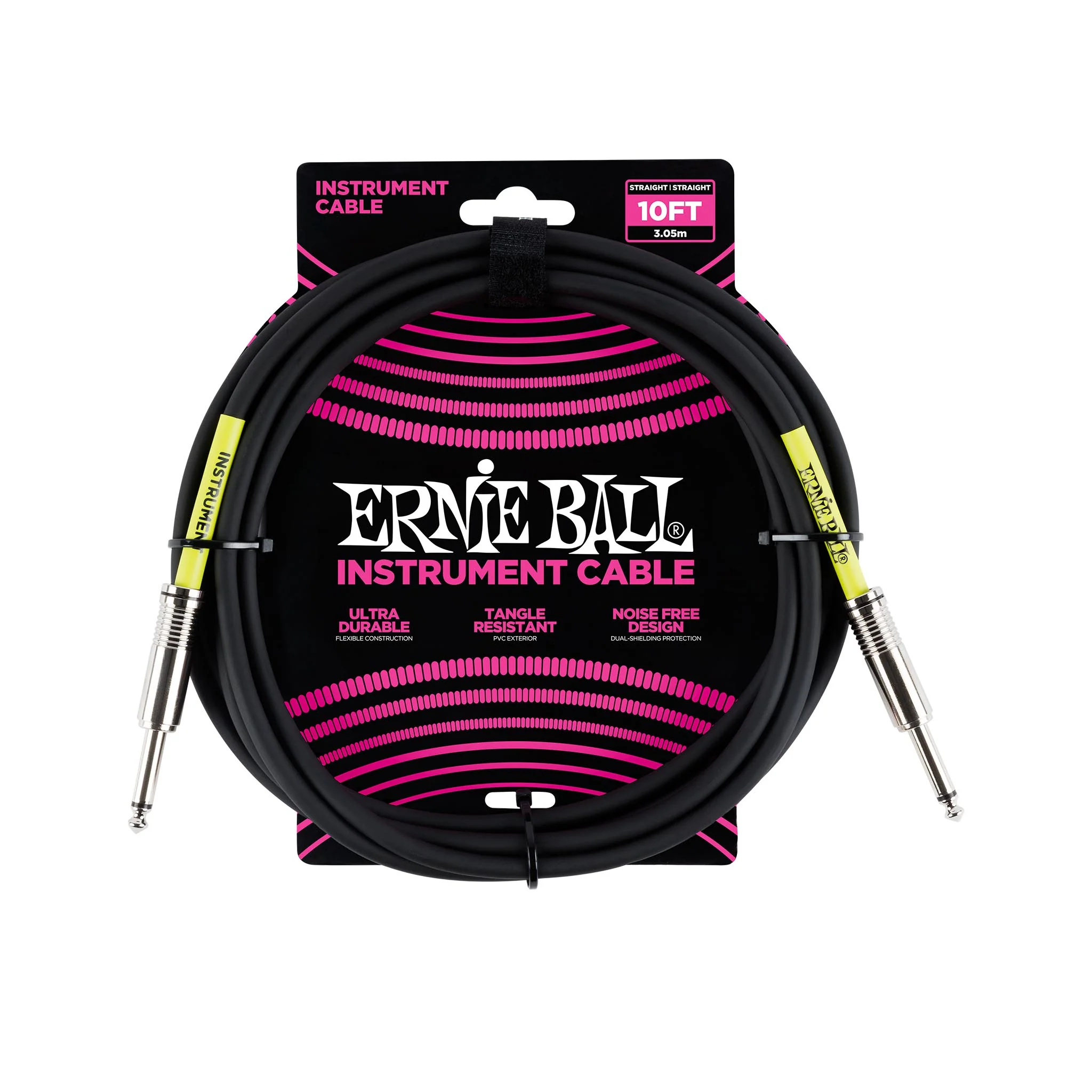 Ernie Ball 10ft Straight to Straight Instrument Cable, Black