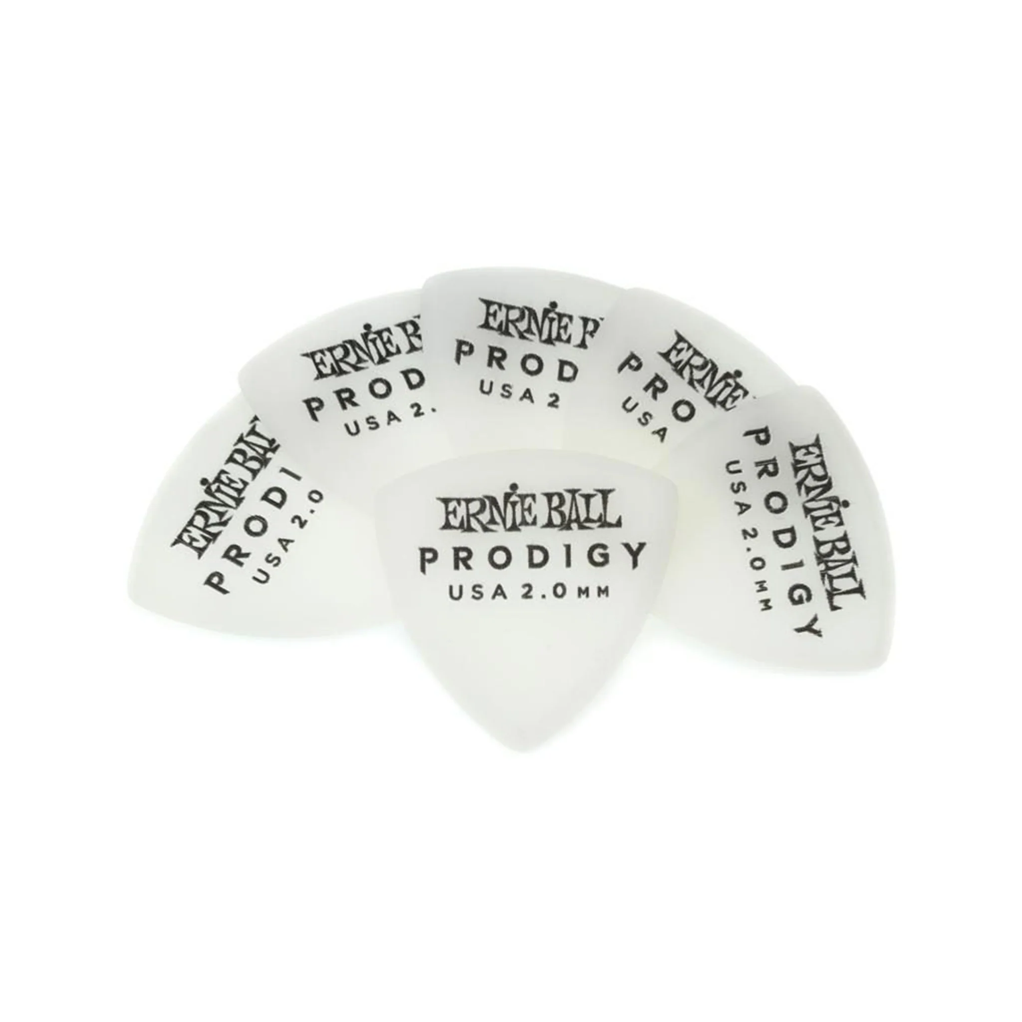 Ernie Ball 2.0mm Large Shield Prodigy Guitar Picks, 6-Pack, White - Image 2