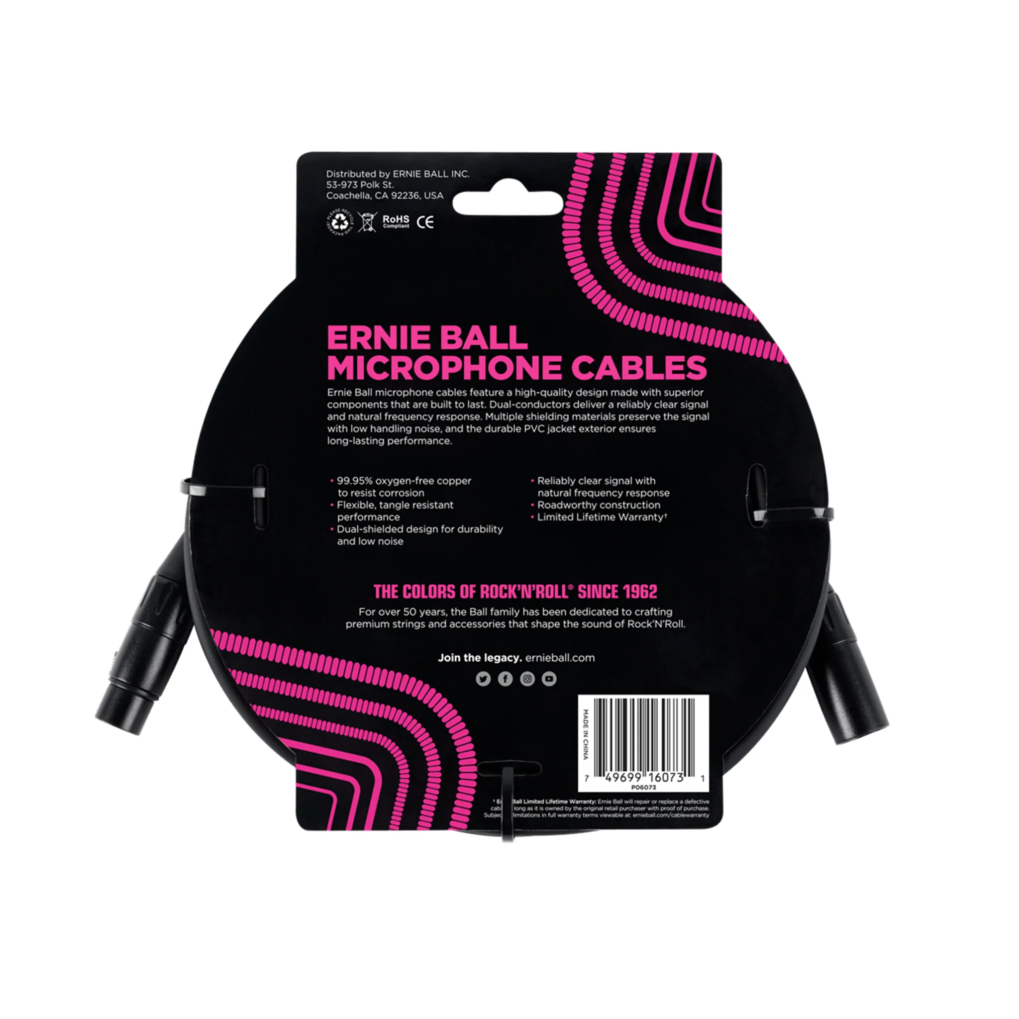 Ernie Ball 25FT Male to Female XLR Microphone Cable - Image 2