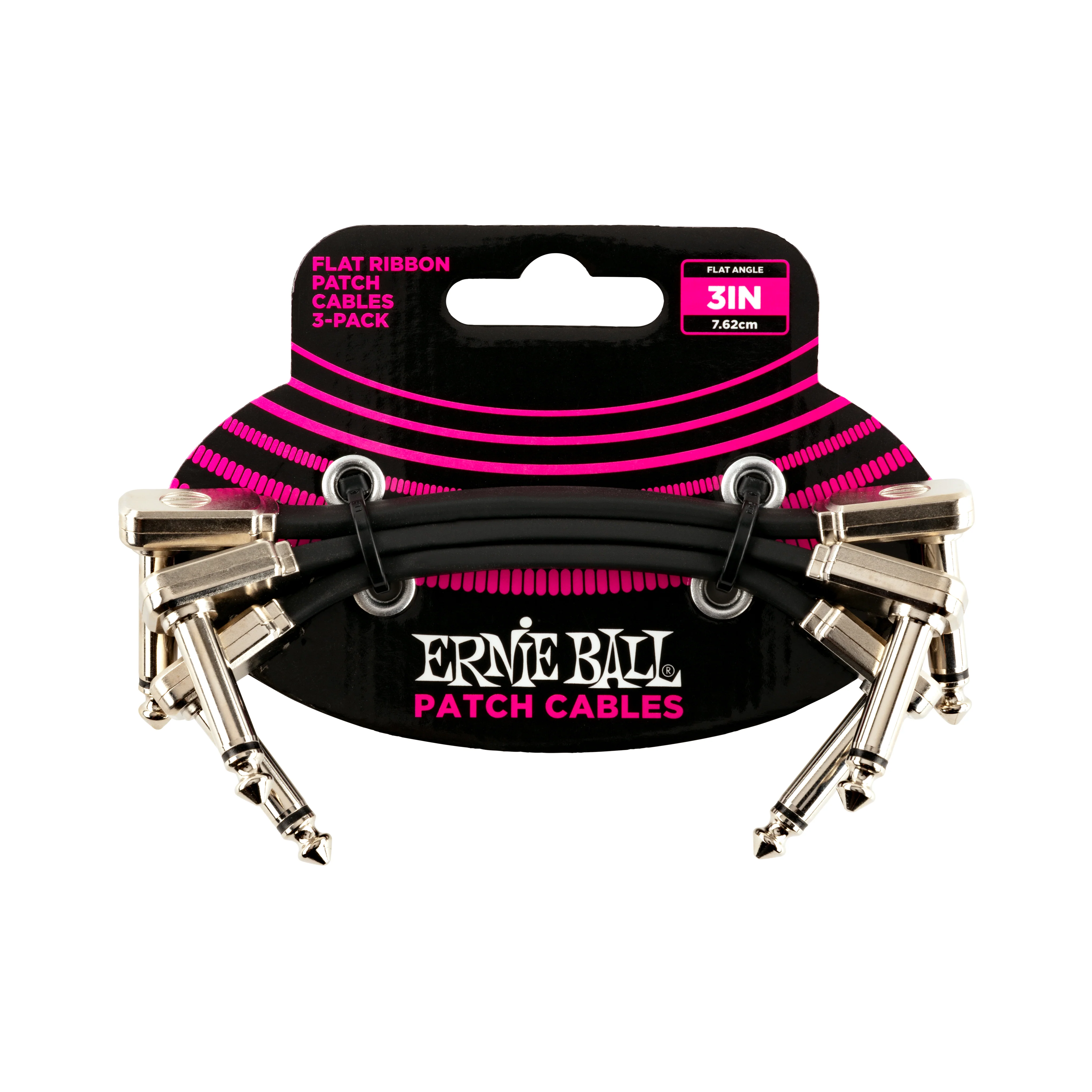 Ernie Ball 3Inch Flat Ribbon Patch Cable, 3-Pack, Black - Image 2