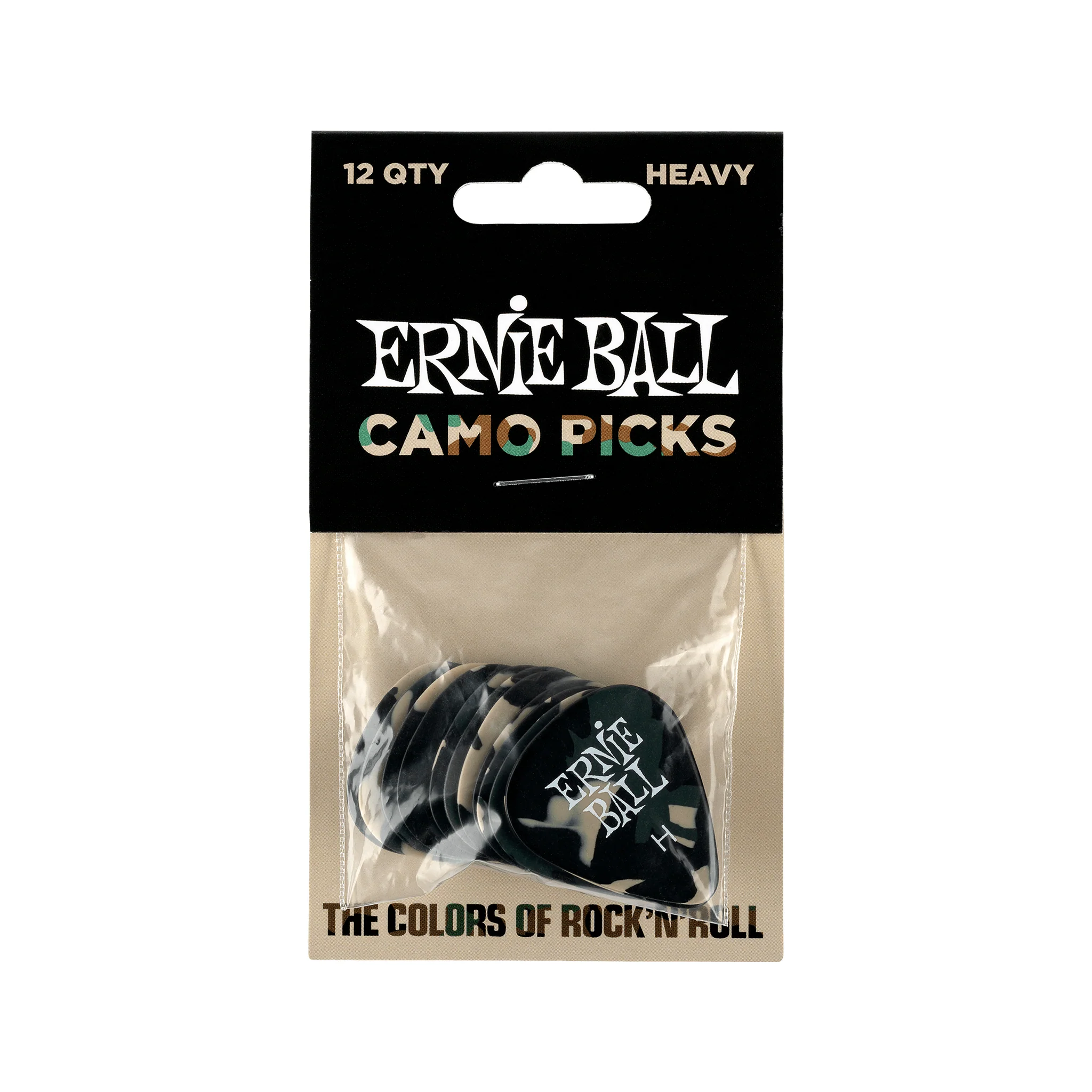 Ernie Ball Camouflage Cellulose Guitar Picks, Heavy, 12-Pack - Image 2