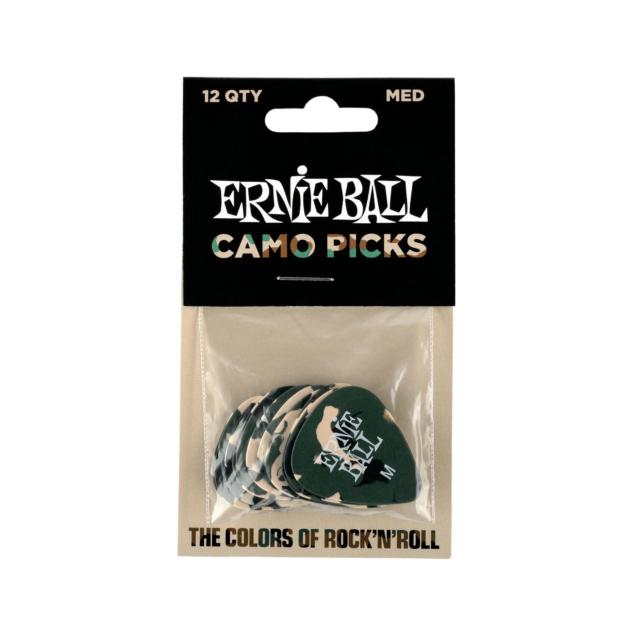 Ernie Ball Camouflage Cellulose Guitar Picks, Medium, 12-Pack - Image 2