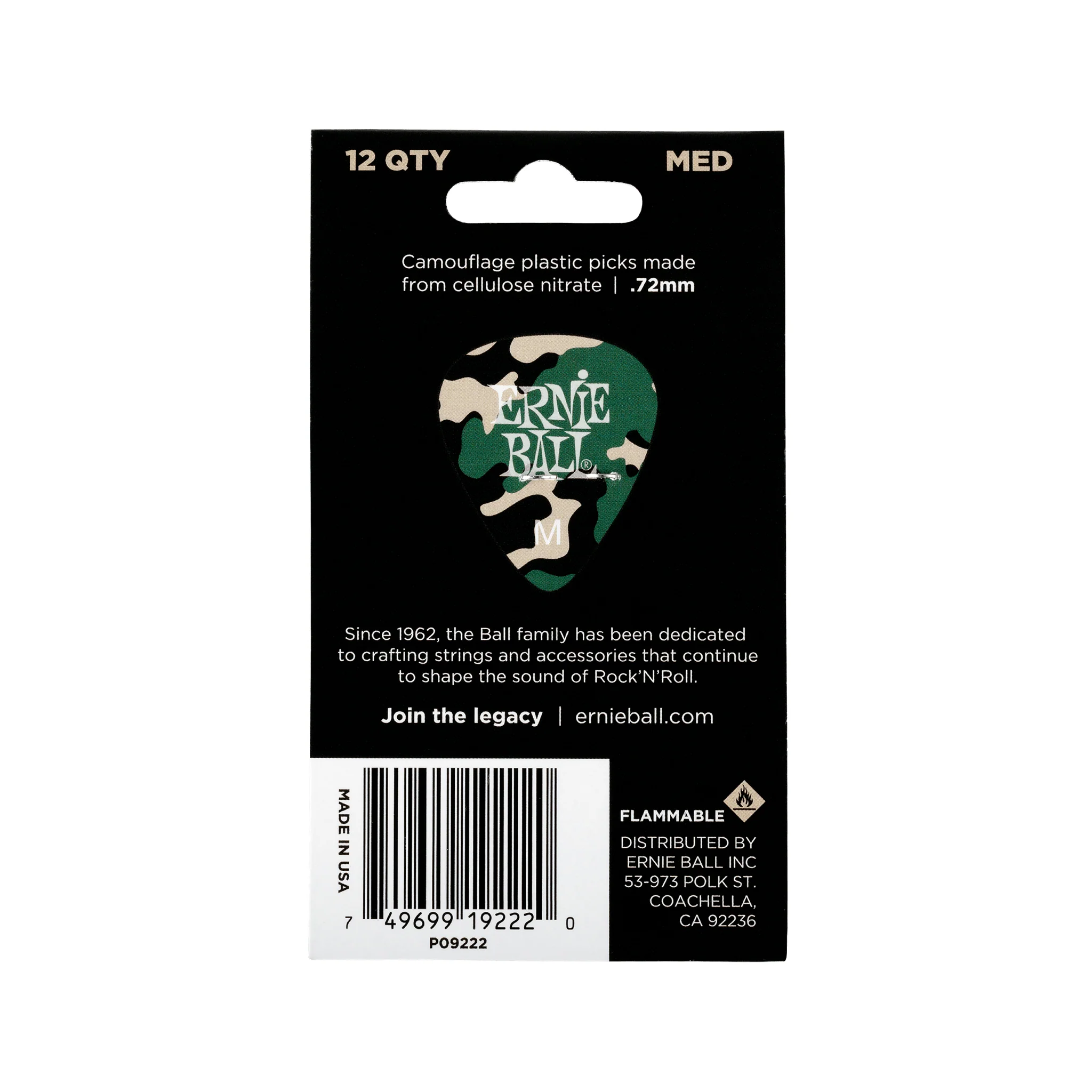 Ernie Ball Camouflage Cellulose Guitar Picks, Medium, 12-Pack - Image 3