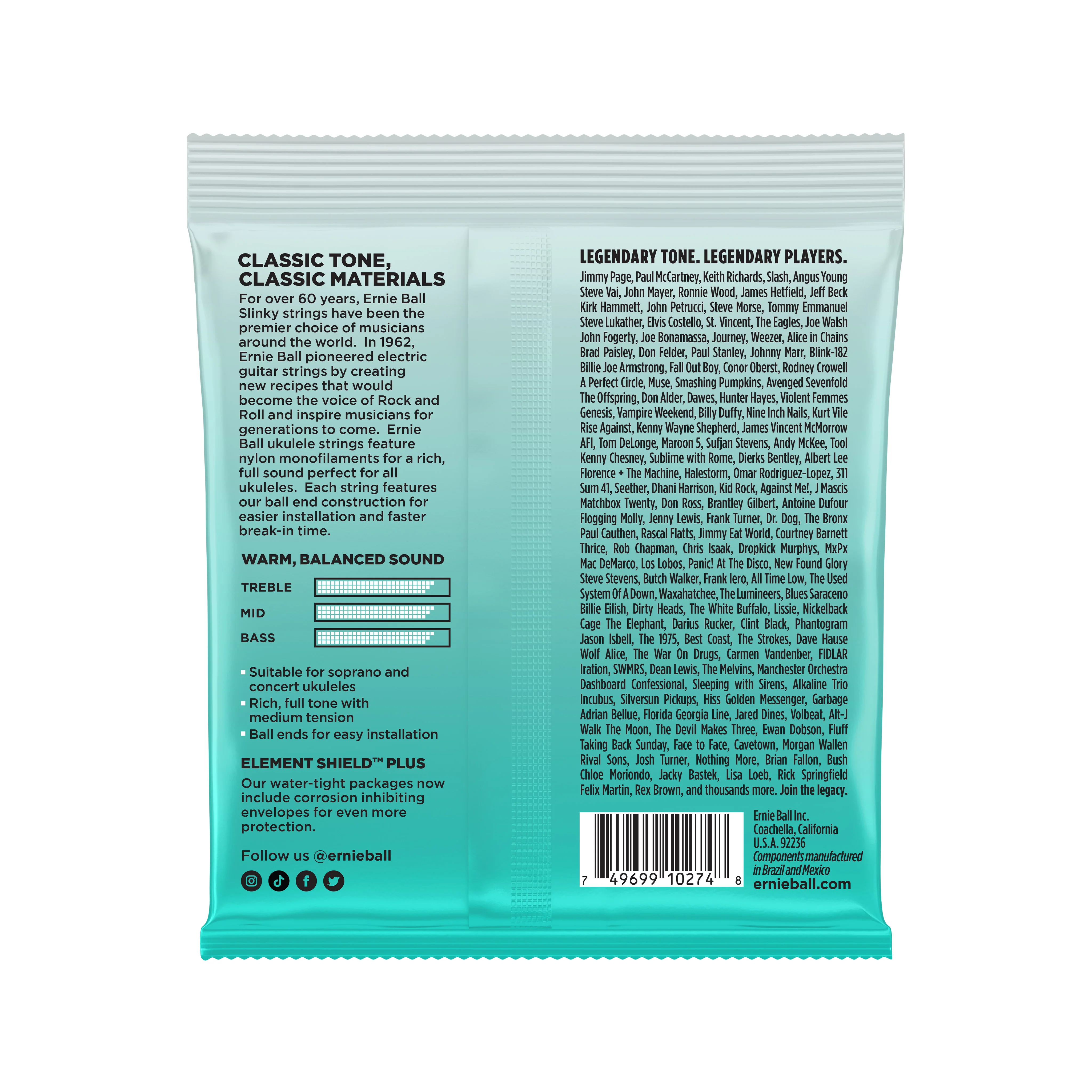 Ernie Ball Concert/Soprano Nylon Ball End Ukulele Strings, Black - Image 2