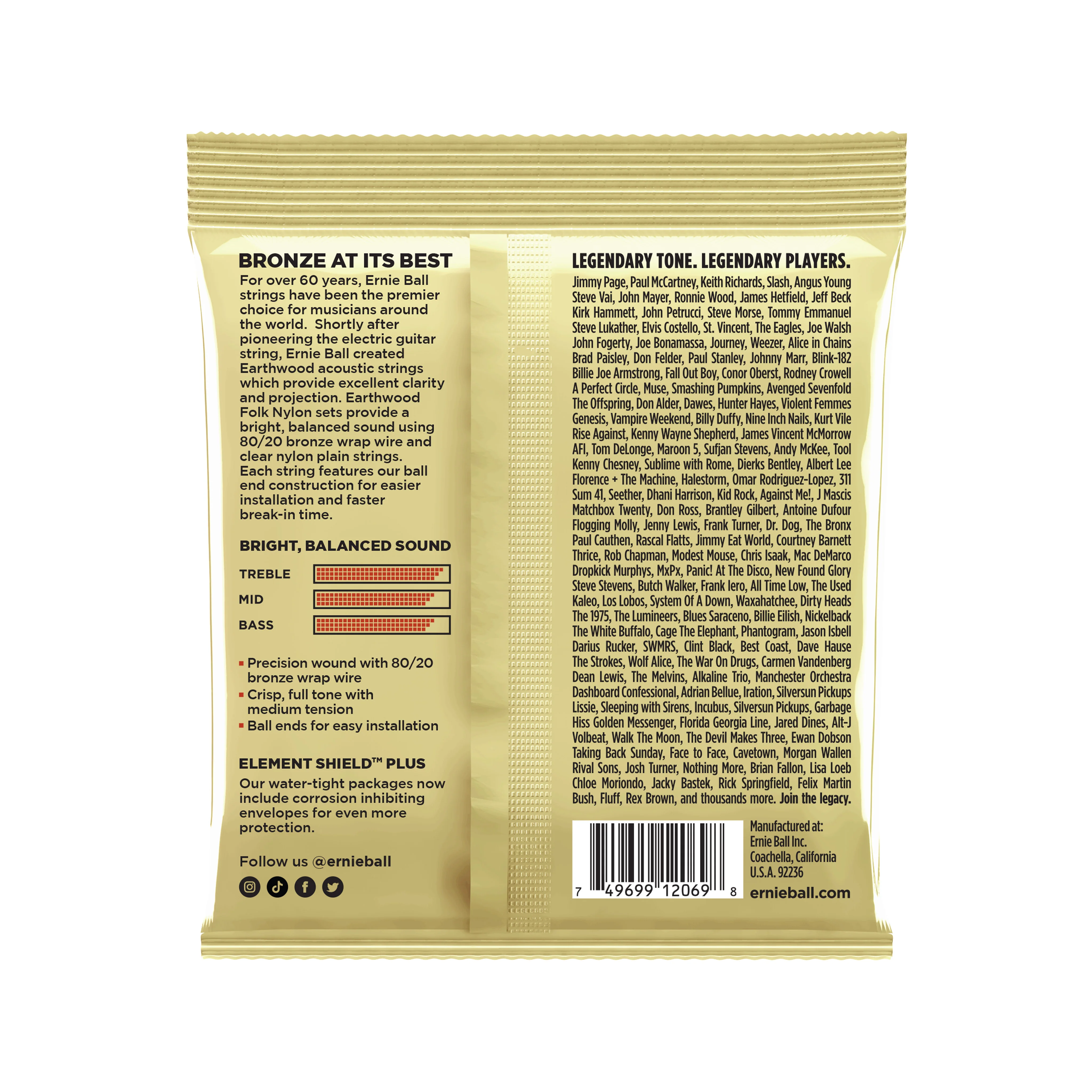 Ernie Ball Earthwood 80/20 Bronze Folk Nylon Classical Guitar Strings, 28-42 - Image 2