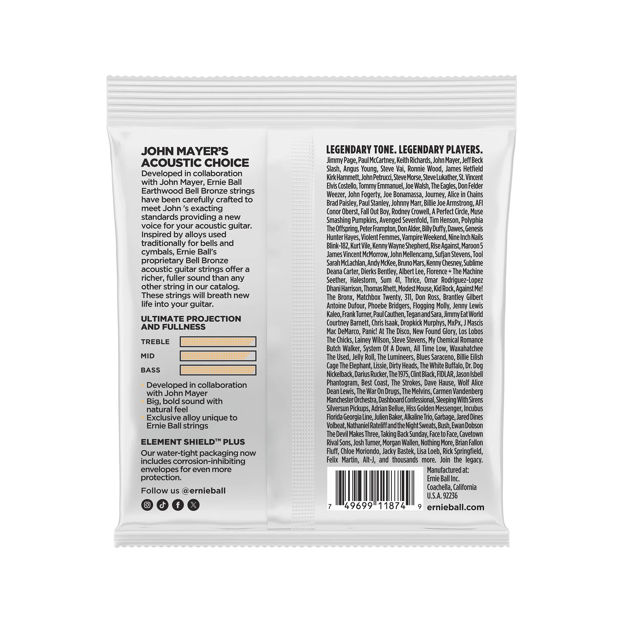 Ernie Ball Earthwood Extra Light Bell Bronze Acoustic Guitar Strings, 10-50 - Image 2
