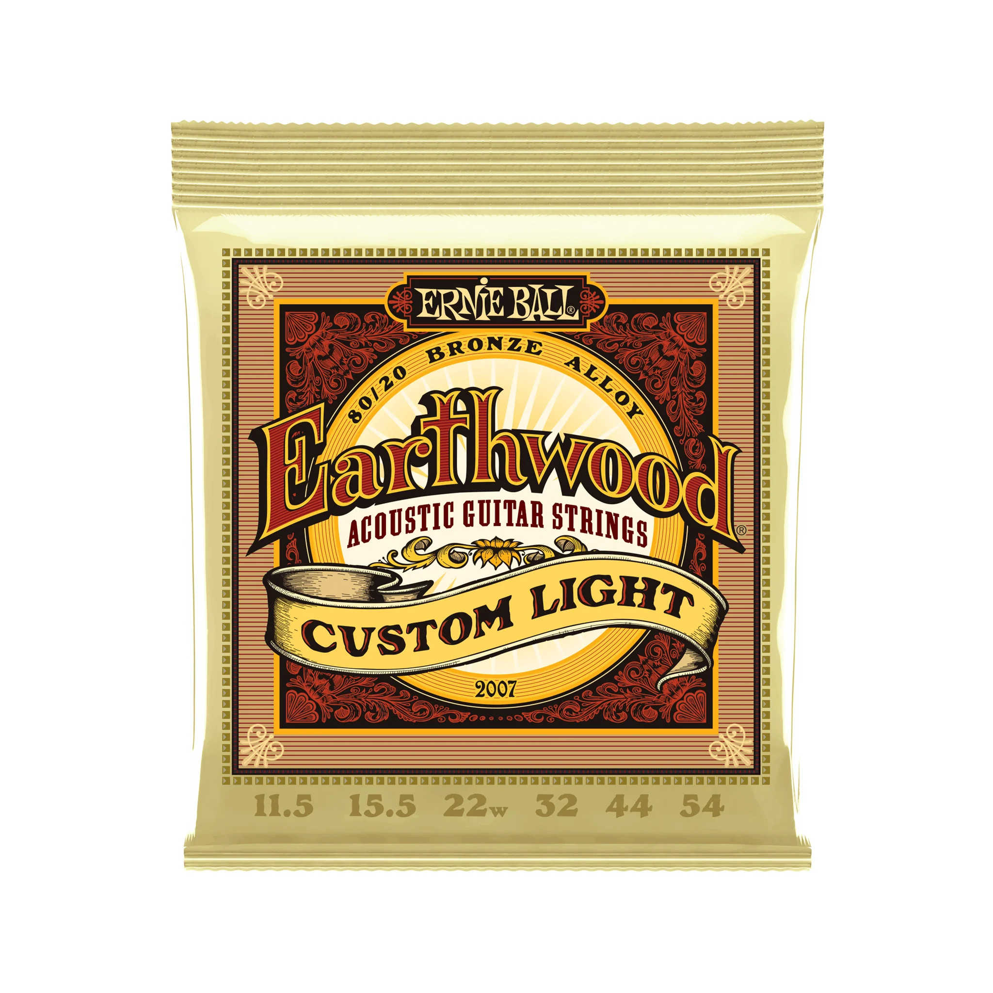 Ernie Ball Earthwood Light 80/20 Bronze Acoustic Guitar Strings, 11.5-54
