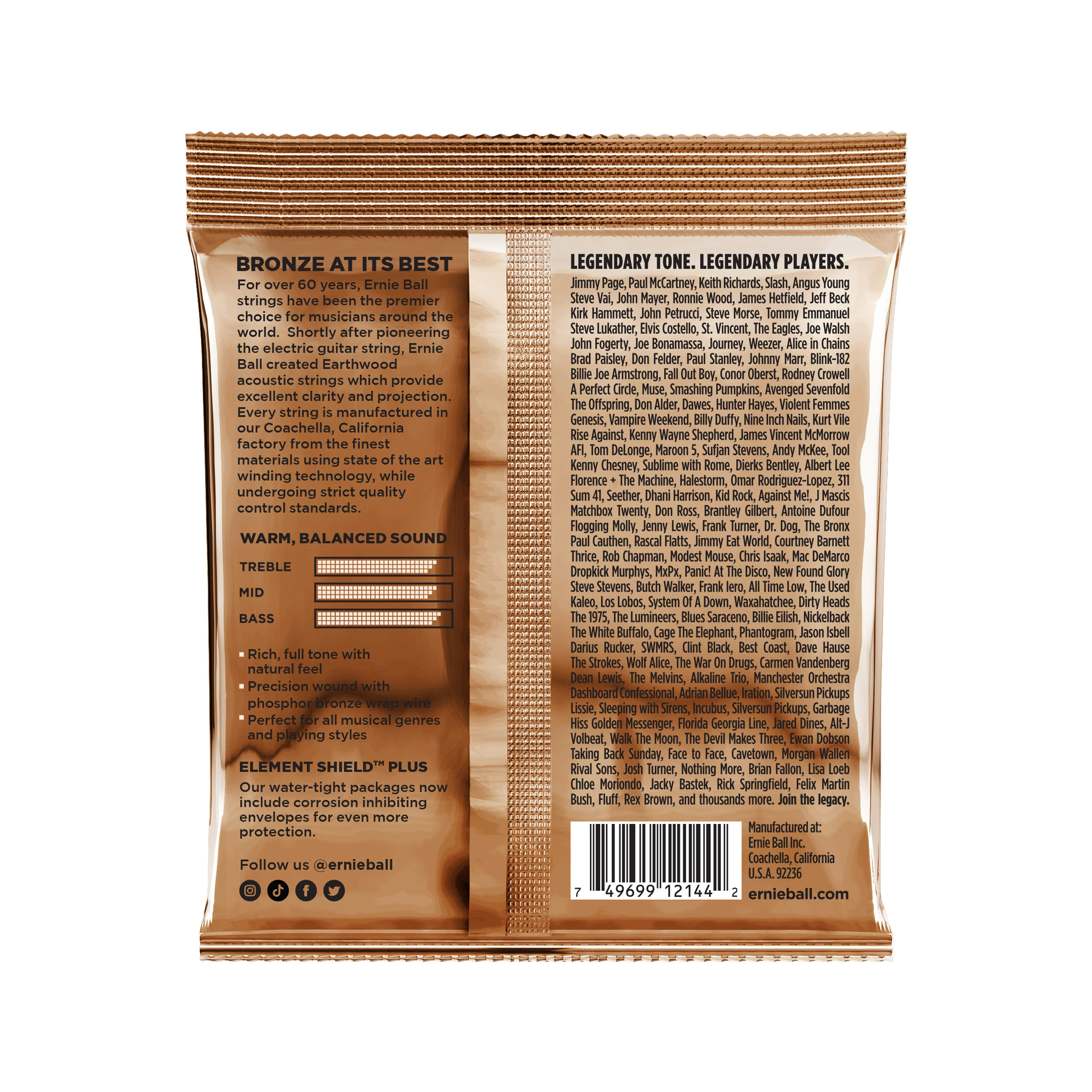 Ernie Ball Earthwood Medium Phosphor Bronze Acoustic Guitar Strings, 13-56 - Image 2