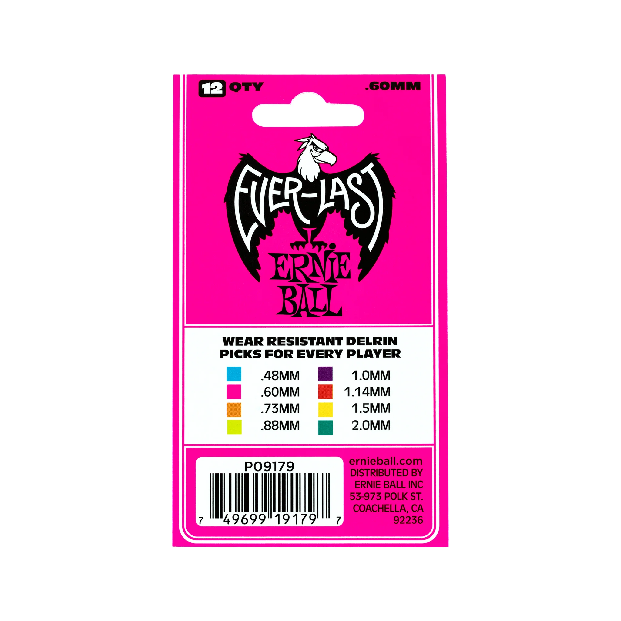 Ernie Ball Everlast Delrin .60mm Guitar Picks, Pink, 12-Pack - Image 3
