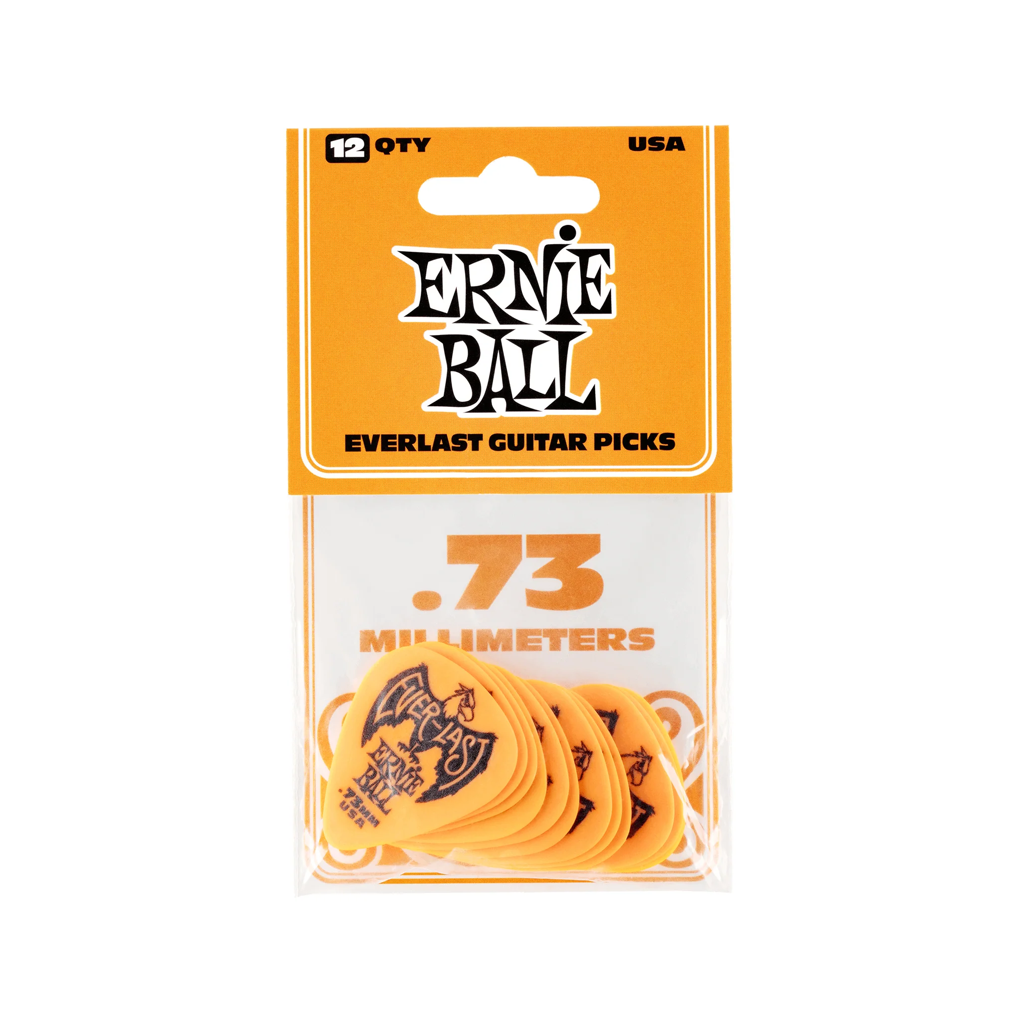 Ernie Ball Everlast Delrin .73mm Guitar Picks, Orange, 12-Pack - Image 2