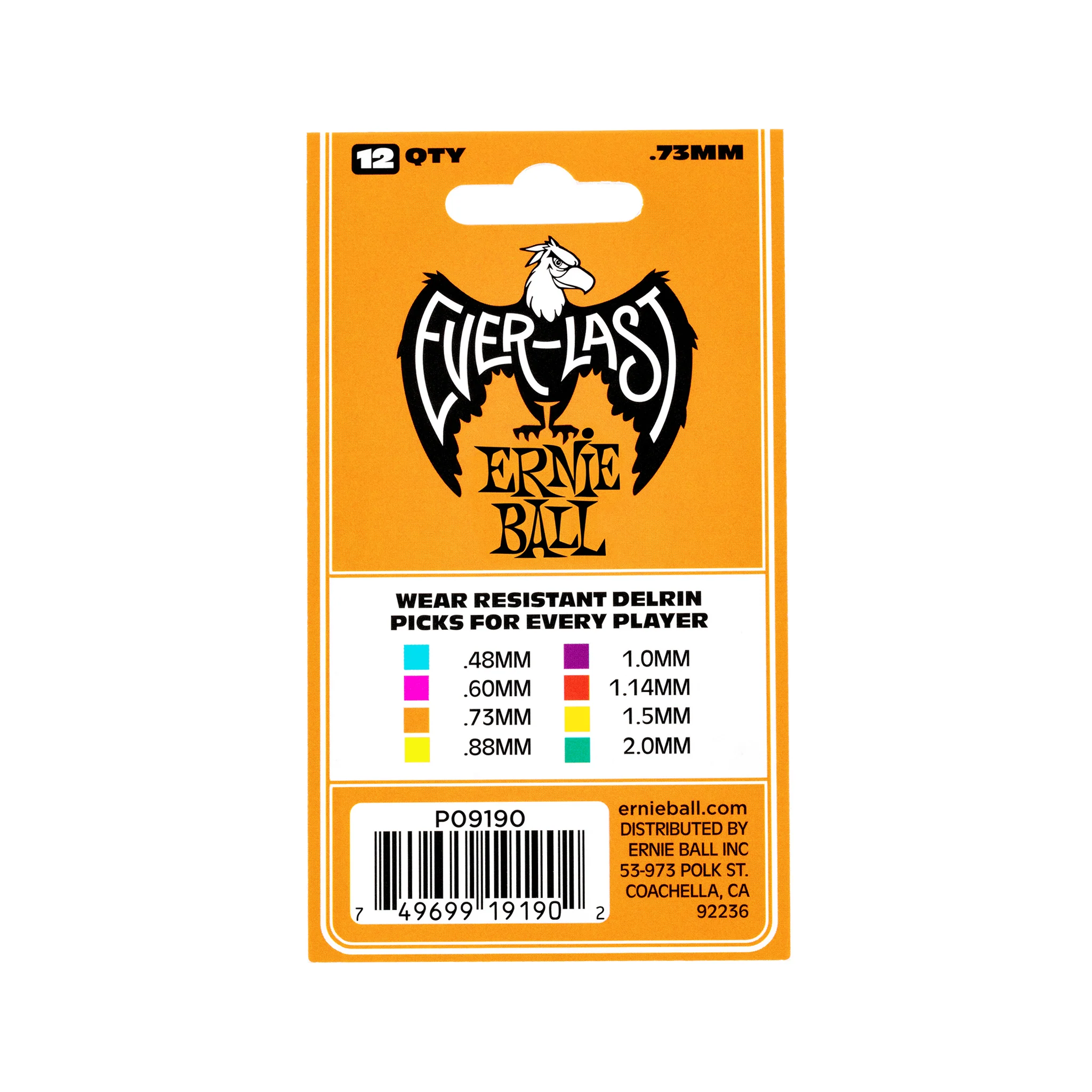Ernie Ball Everlast Delrin .73mm Guitar Picks, Orange, 12-Pack - Image 3