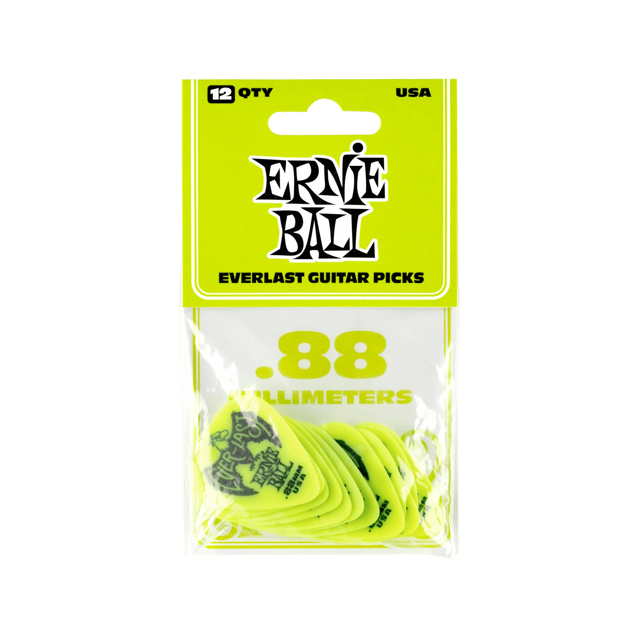 Ernie Ball Everlast Delrin .88mm Guitar Picks, Green, 12-Pack - Image 2