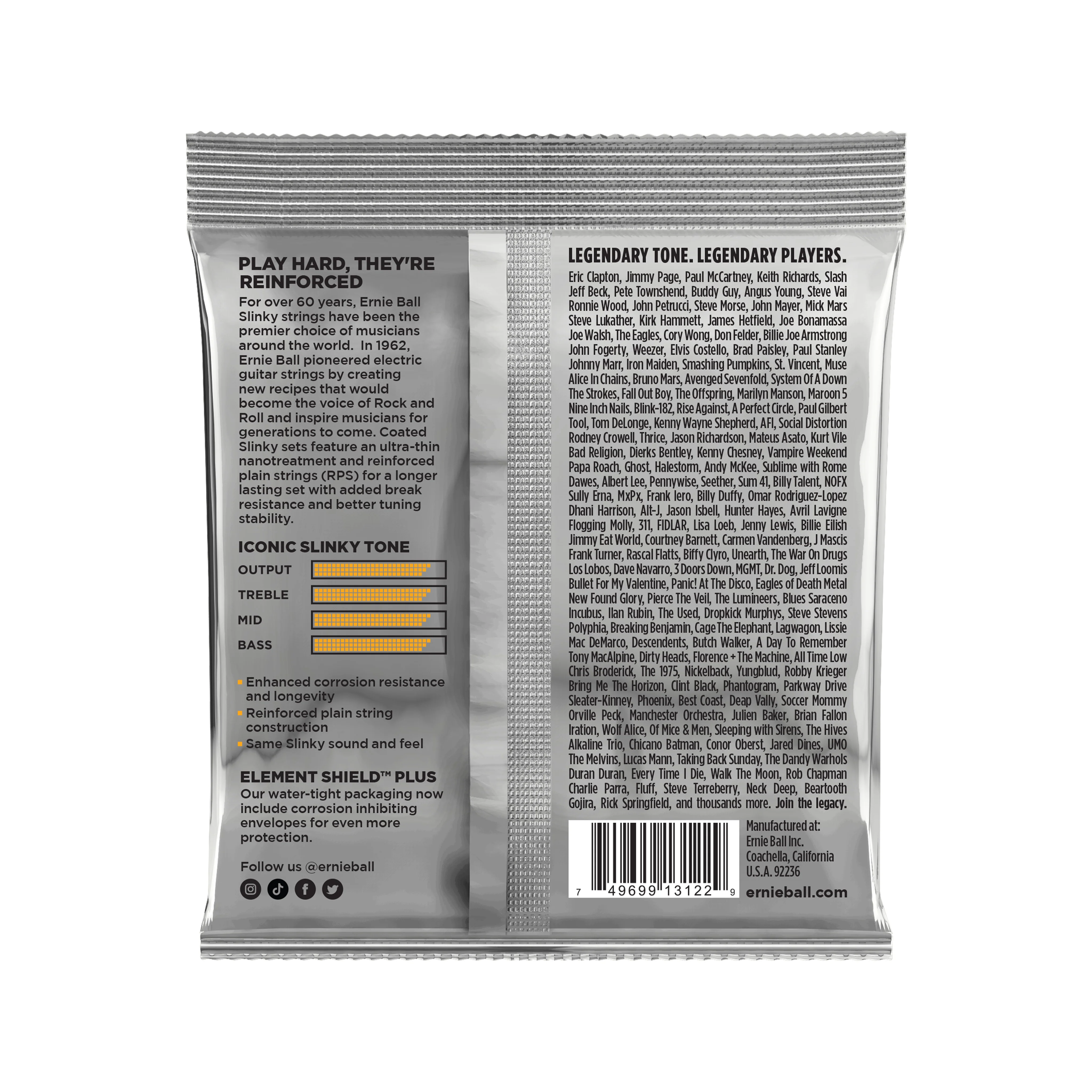 Ernie Ball Hybrid Slinky Titanium RPS Coated Electric Guitar Strings, 9-46 - Image 2