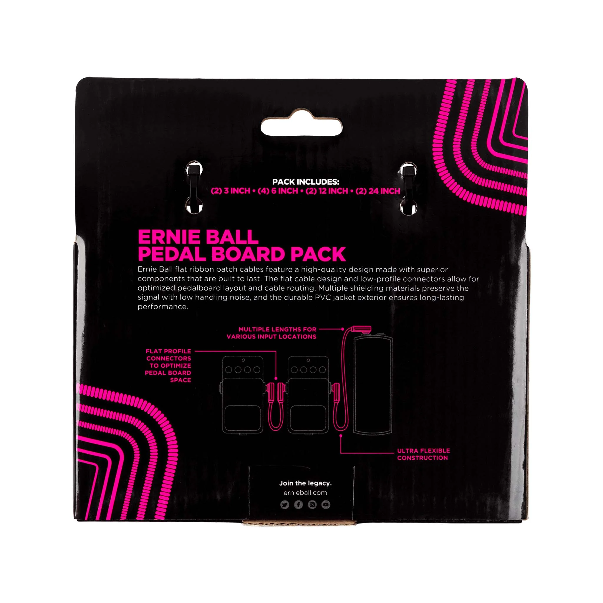 Ernie Ball Multipack Right Angle to Right Angle Flat Ribbon Pedalboard Patch Cable - Image 2