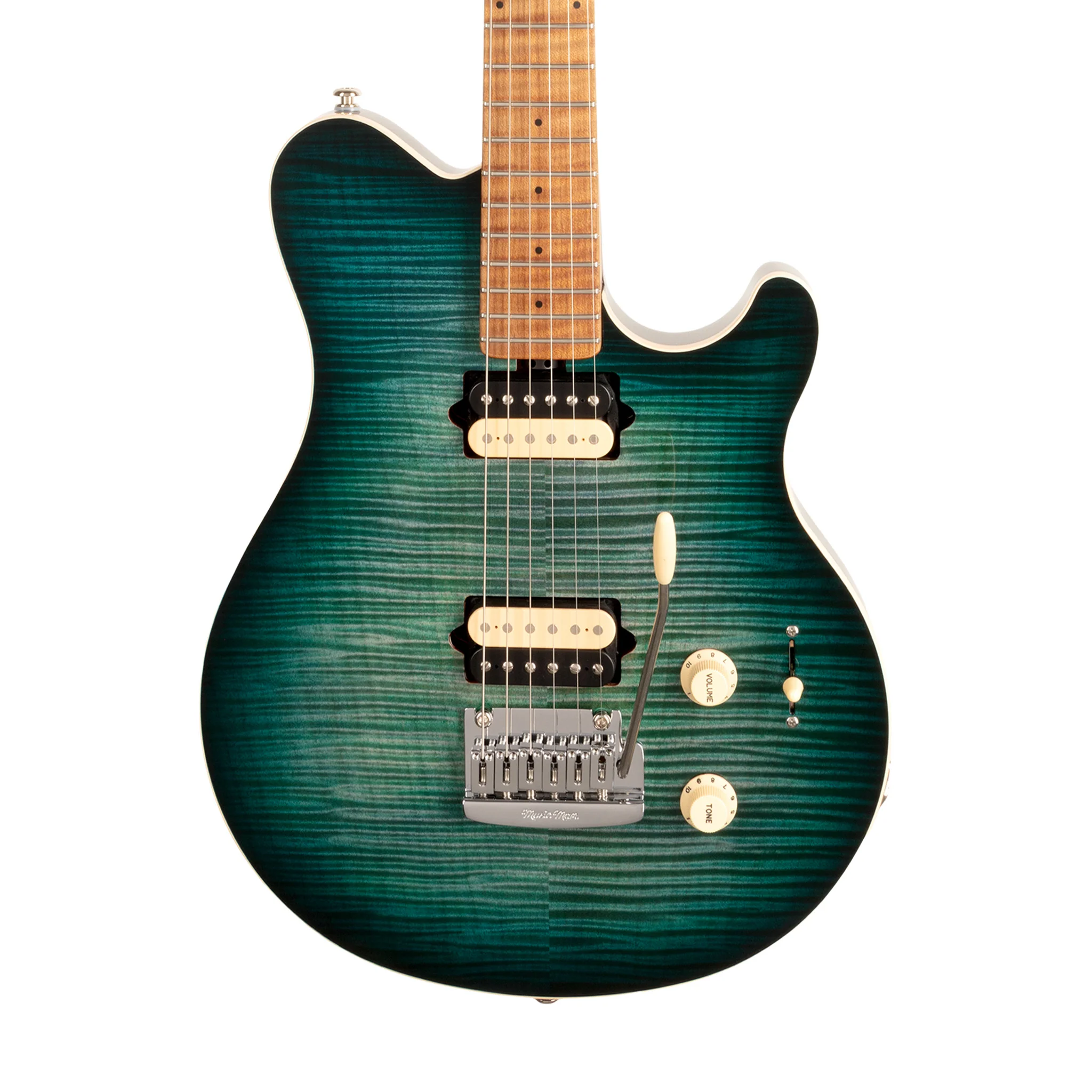 Ernie Ball Music Man Axis Super Sport Electric Guitar, Roasted Maple FB, Yucatan Blue Flame - Image 3