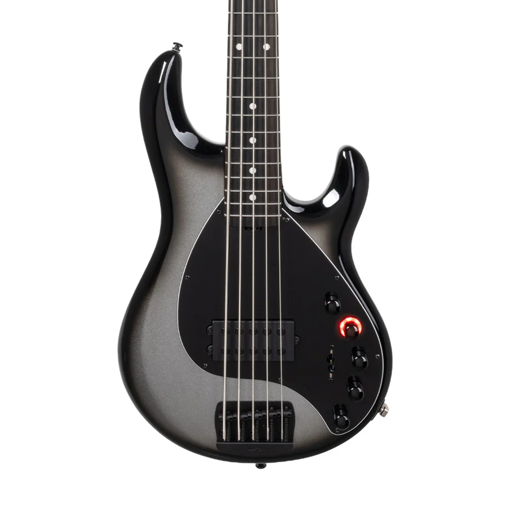 Ernie Ball Music Man DarkRay 5 Bass Guitar, Ebony FB, Silver Burst - Image 3