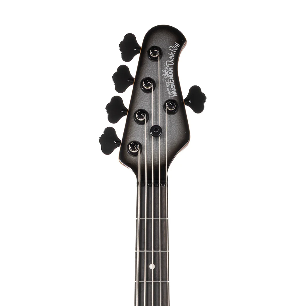 Ernie Ball Music Man DarkRay 5 Bass Guitar, Ebony FB, Silver Burst - Image 5