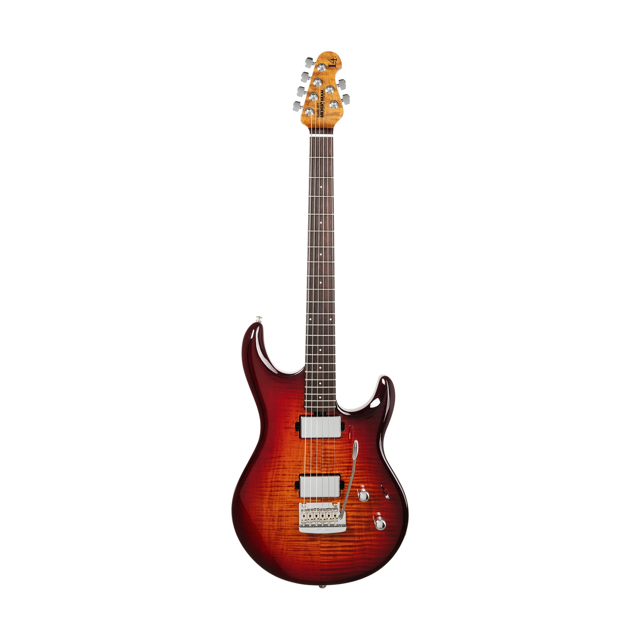 Ernie Ball Music Man Steve Lukather L4 HH Maple Top Electric Guitar, RW FB, After Burn