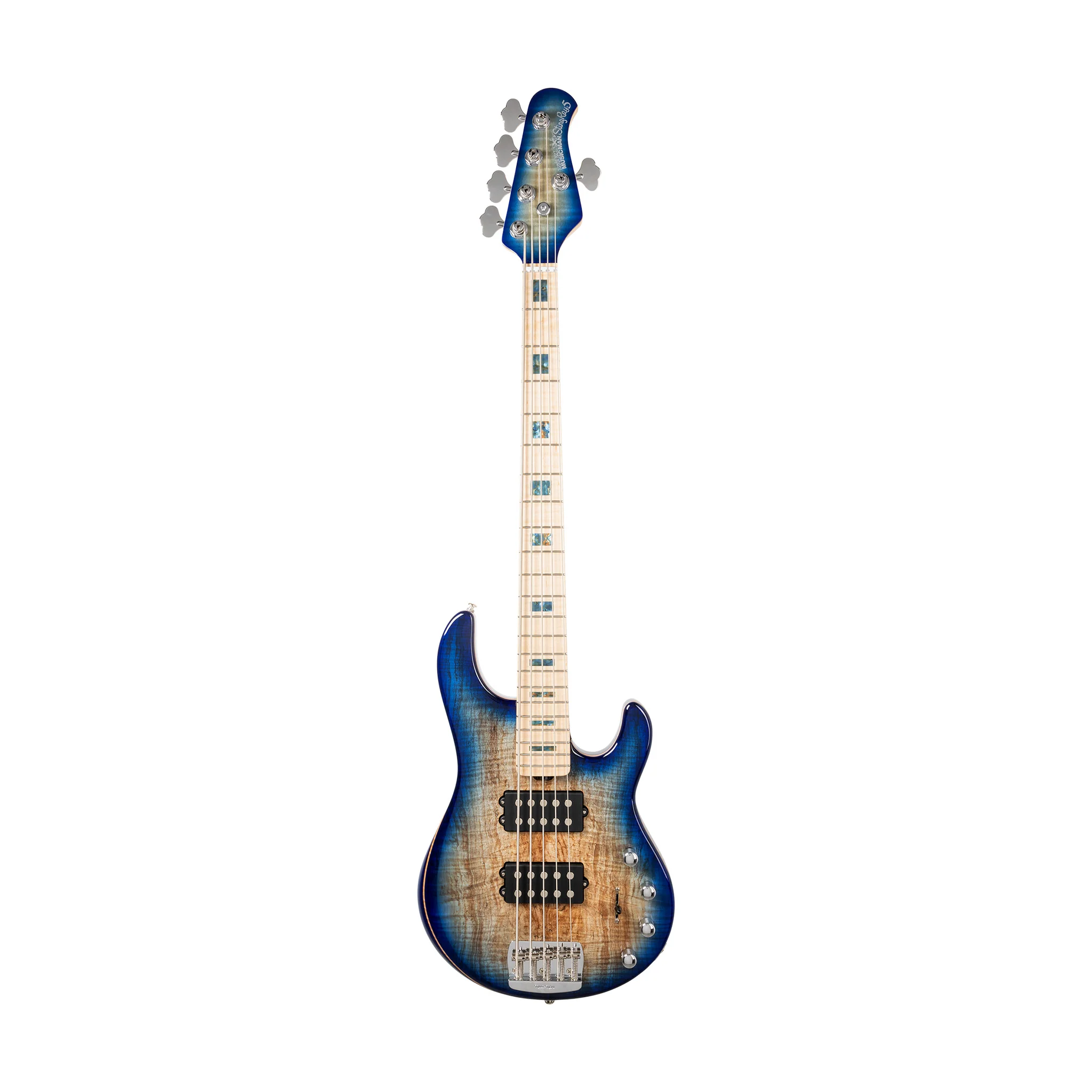 Ernie Ball Music Man StingRay Special 5 Maple Top HH Bass Guitar w/Chrome Hardware, Paua Blue Burst