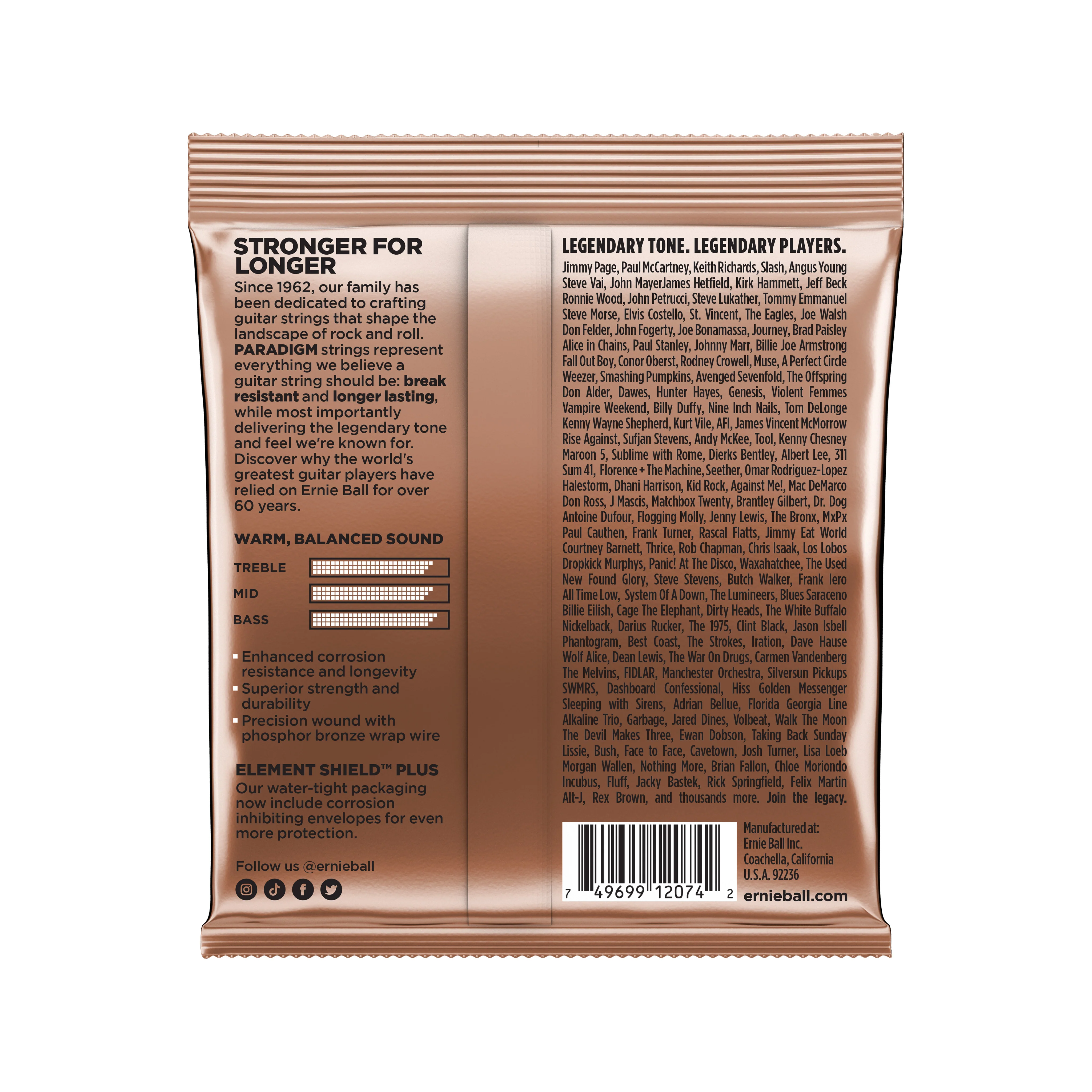 Ernie Ball Paradigm Medium Phosphor Bronze Acoustic Guitar Strings, 13-56 - Image 2