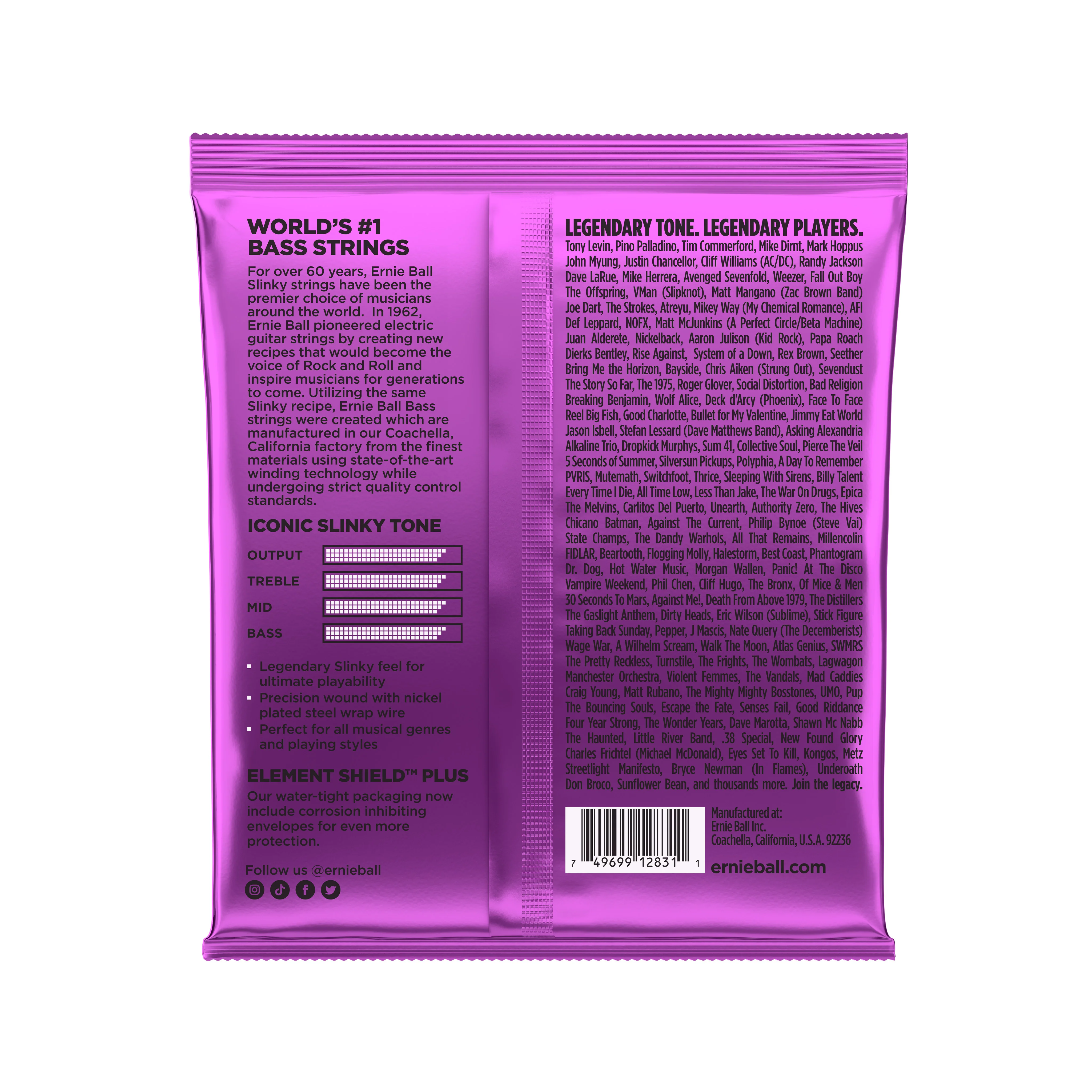 Ernie Ball Power Slinky Nickel Wound Electric Bass Strings, 55-110 - Image 2
