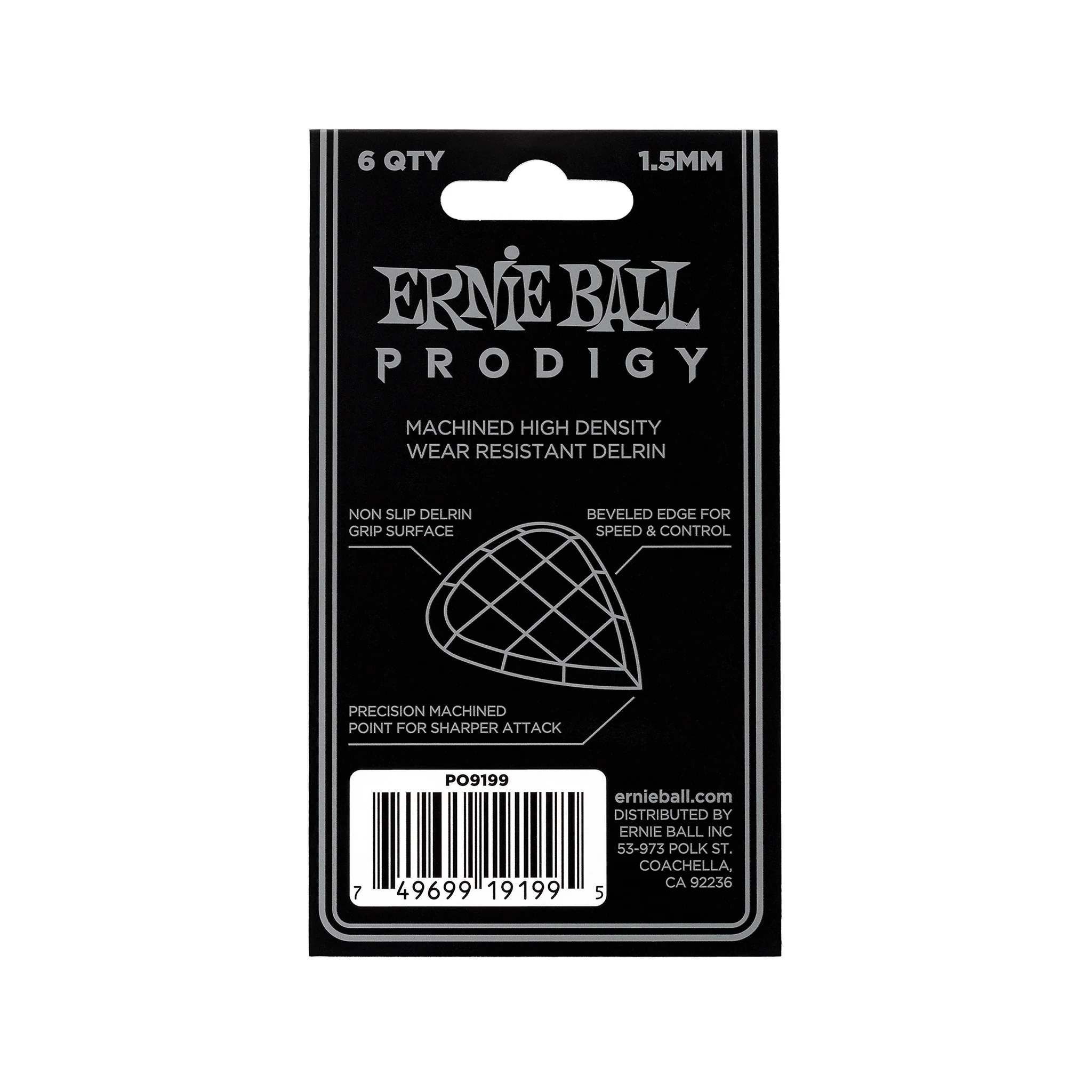 Ernie Ball Standard Prodigy 1.5mm Guitar Picks, Black, 6-Pack - Image 3