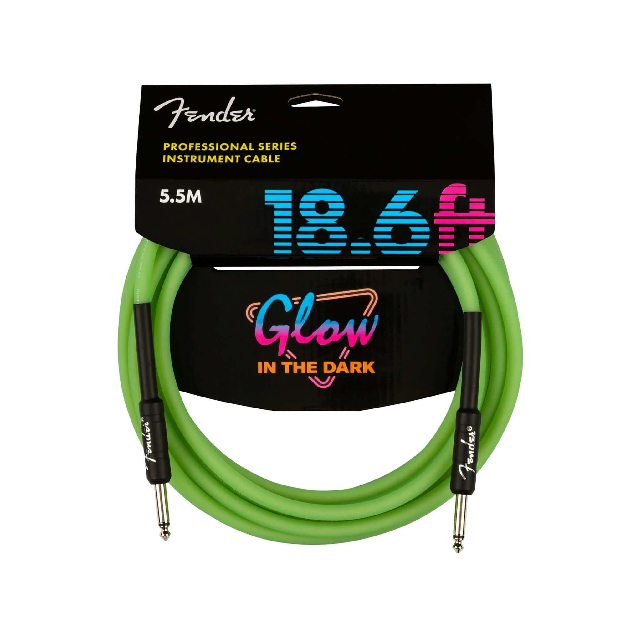 Fender 18.6 FT Professional Series Glow in the Dark Instrument Cable, Green - Image 2