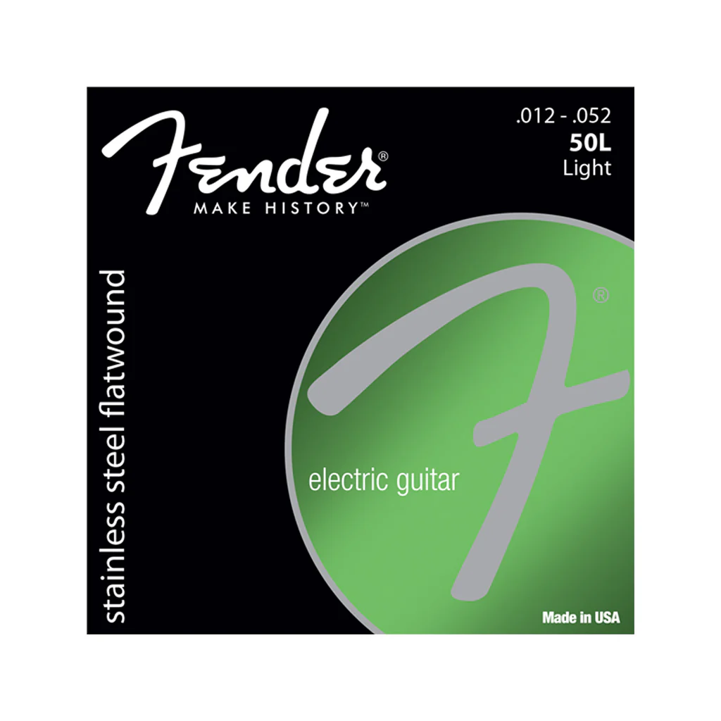 Fender 50L Light Stainless Steel Flatwound Electric Guitar Strings, 12-52