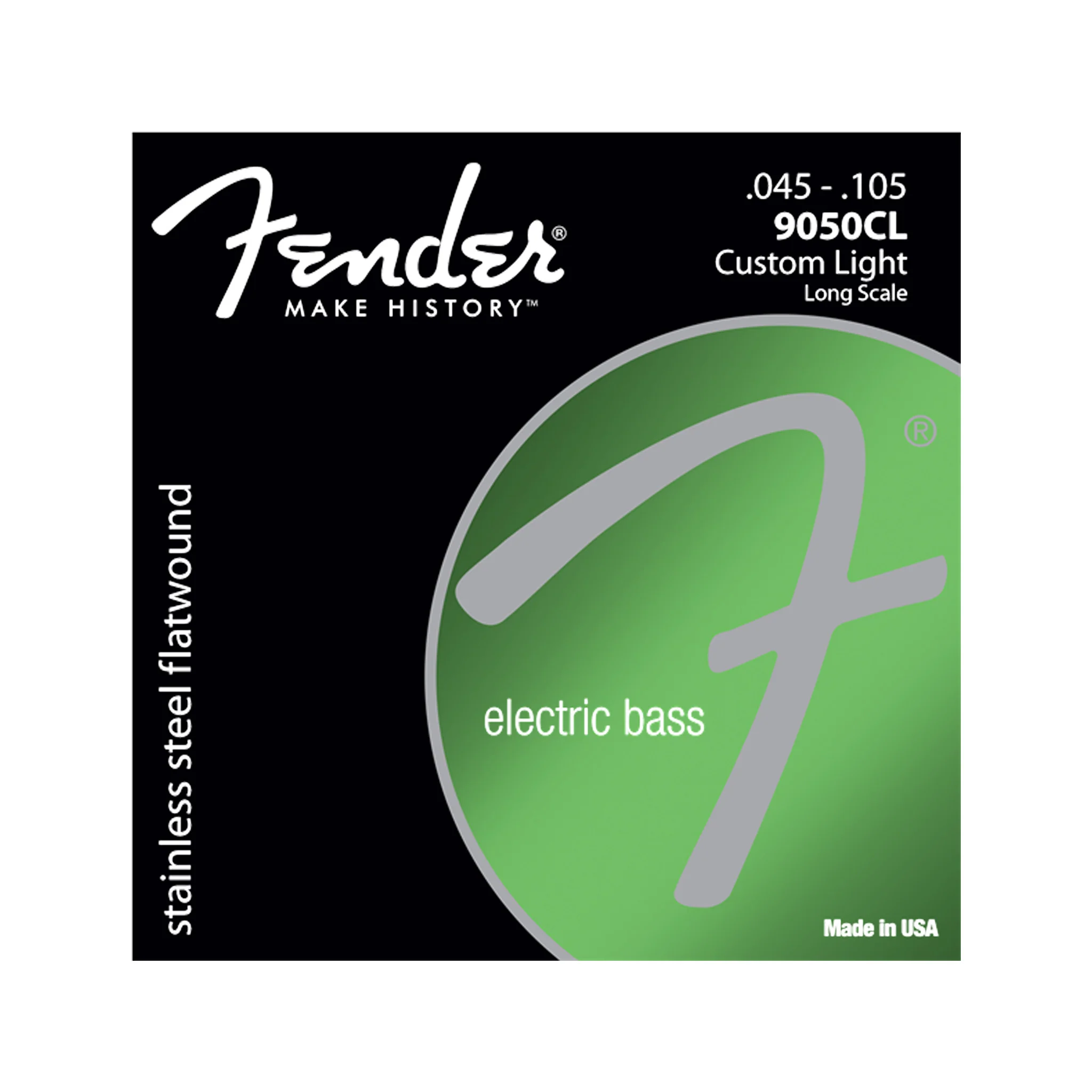 Fender 9050CL Stainless Steel Flatwound Bass Guitar Strings, 45-105