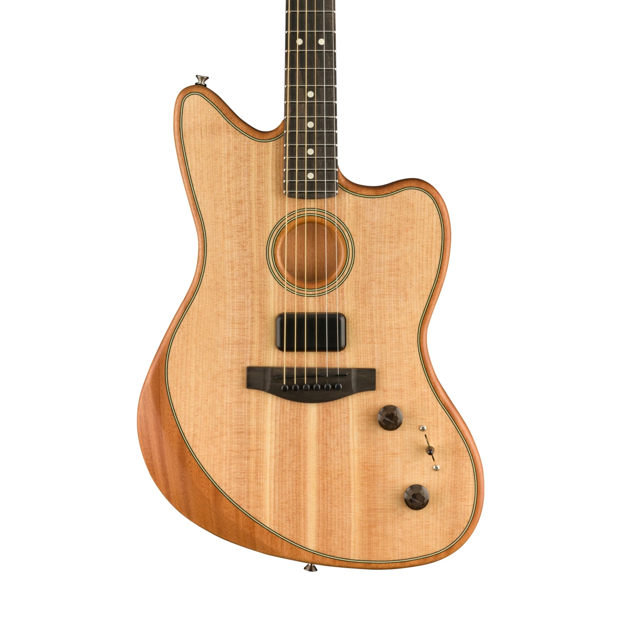 Fender American Acoustasonic Jazzmaster Acoustic Guitar w/bag, Ebony FB, Natural - Image 3
