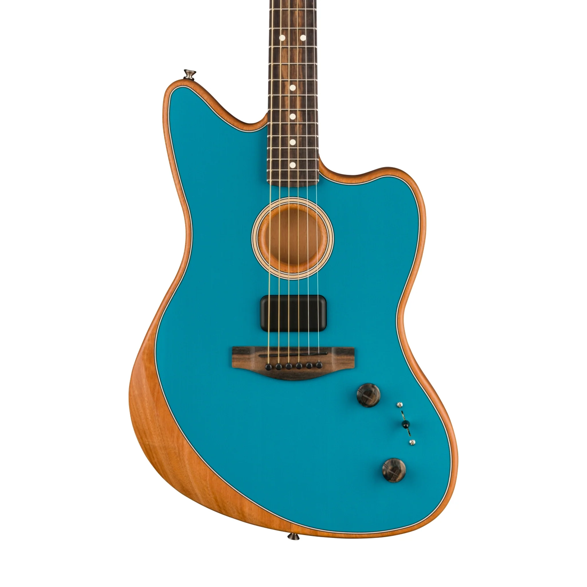 Fender American Acoustasonic Jazzmaster Acoustic Guitar w/bag, Ebony FB, Ocean Turquoise - Image 3