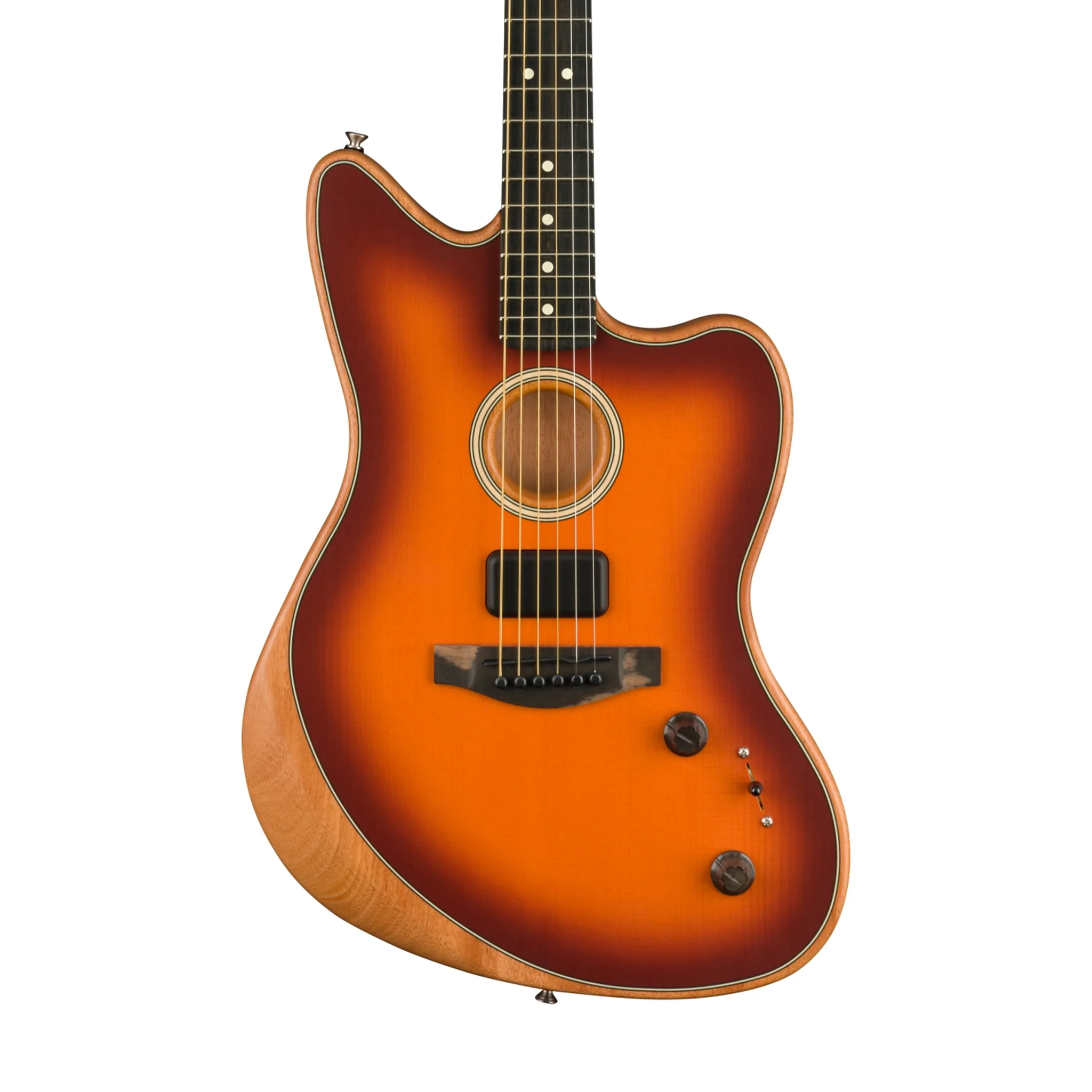 Fender American Acoustasonic Jazzmaster Acoustic Guitar w/bag, Ebony FB, Tobacco Sunburst - Image 3