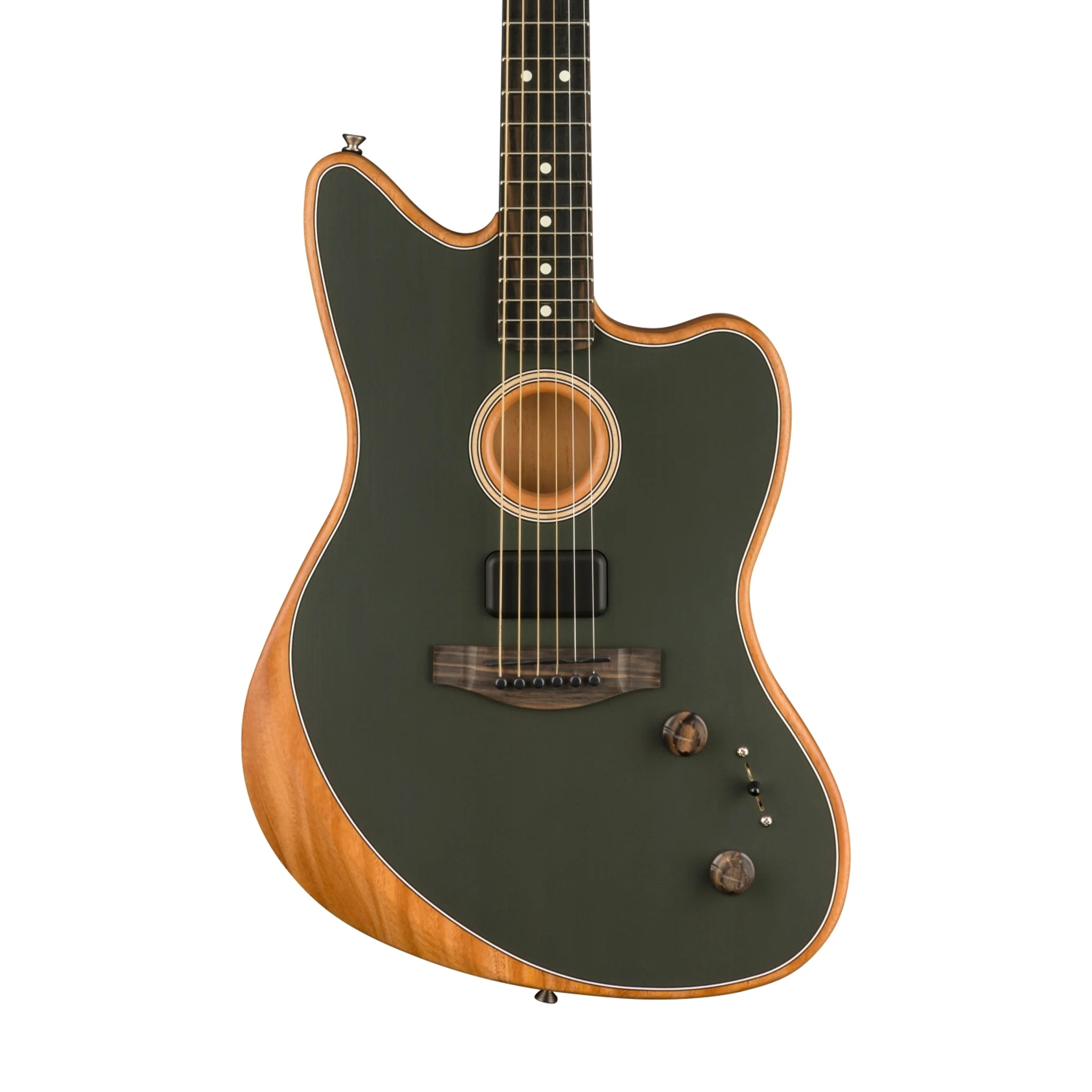 Fender American Acoustasonic Jazzmaster Acoustic Guitar w/bag, Ebony FB, Tungsten - Image 3