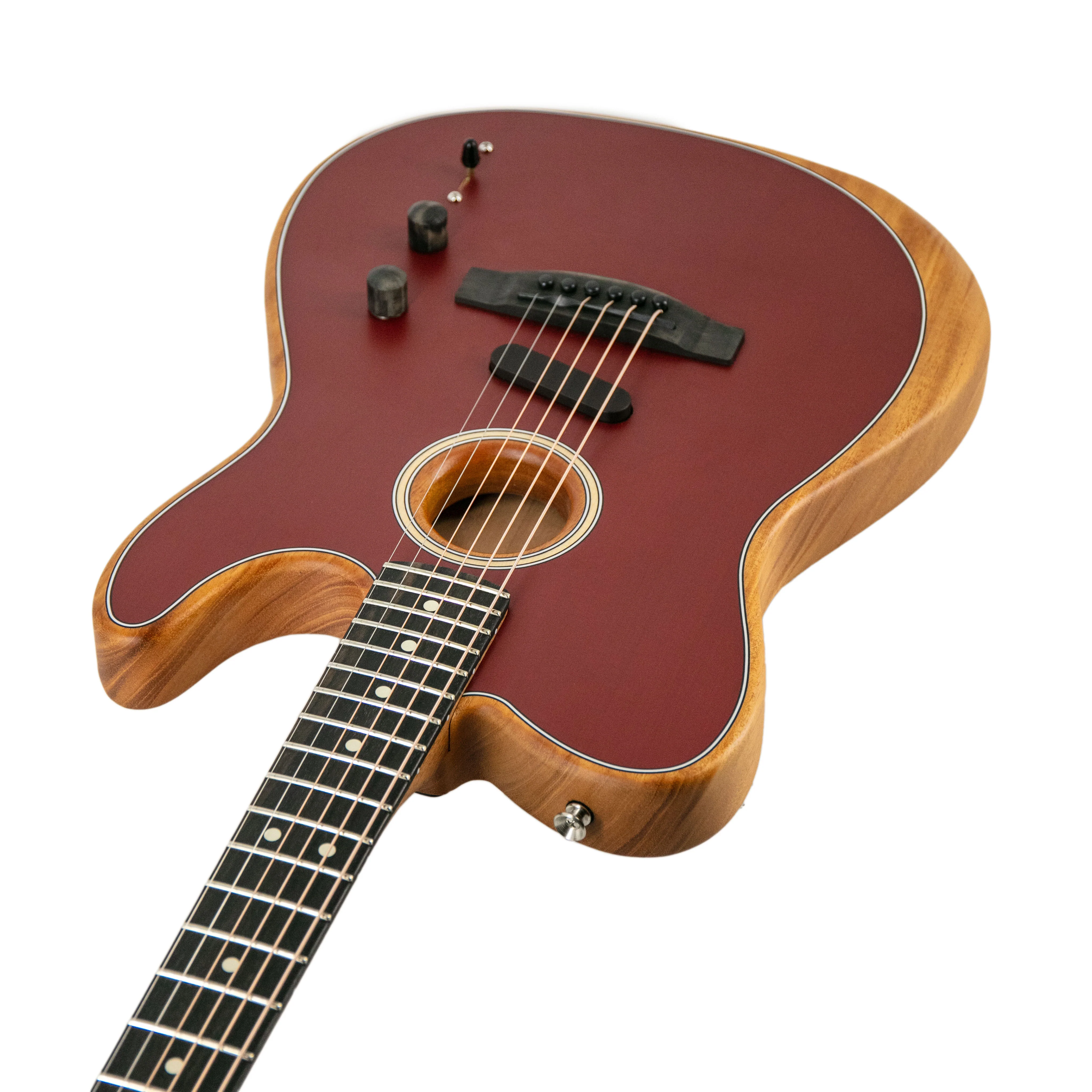 Fender American Acoustasonic Telecaster Acoustic Electric Guitar, Ebony FB, Crimson Red, US213XXXX - Image 2