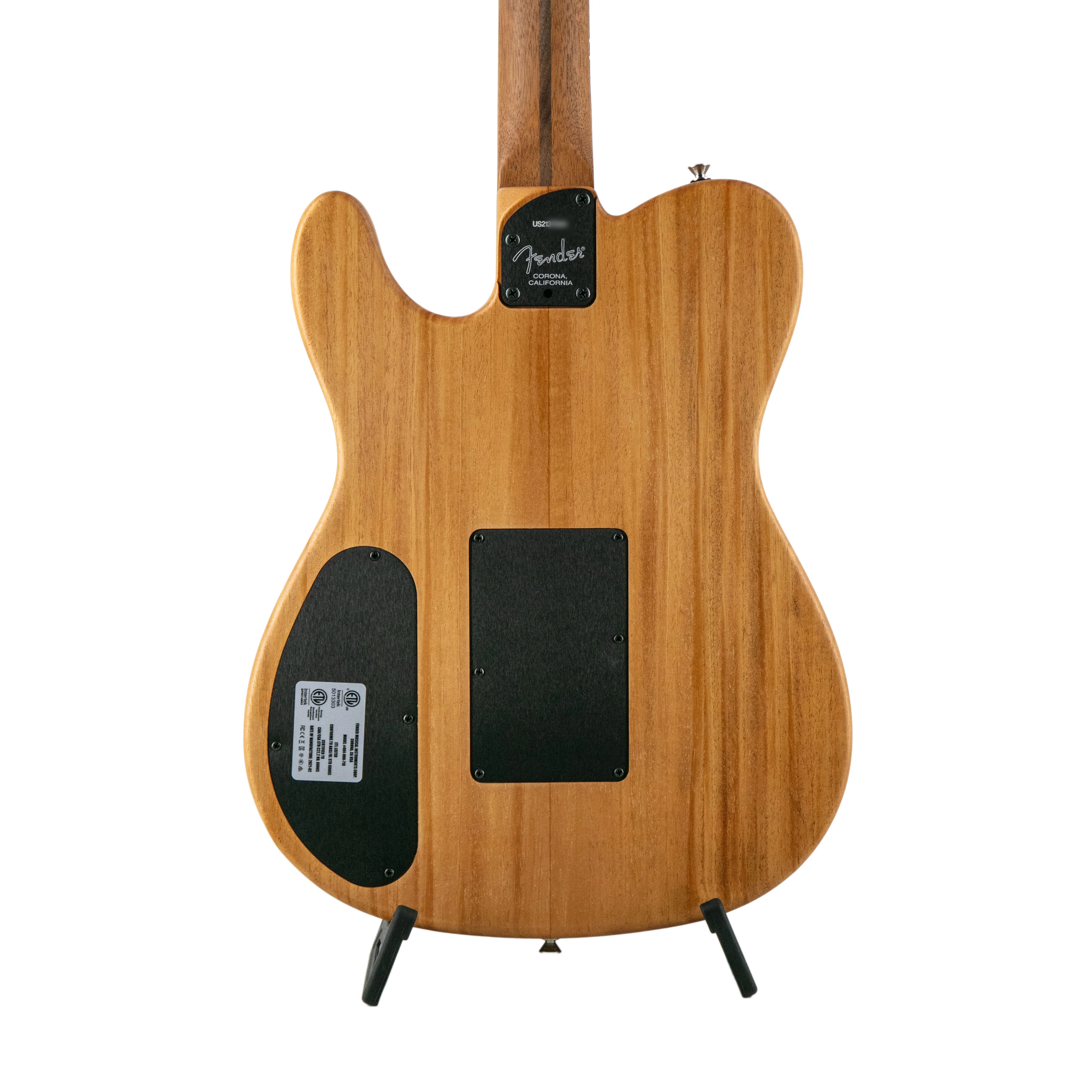 Fender American Acoustasonic Telecaster Acoustic Electric Guitar, Ebony FB, Crimson Red, US213XXXX - Image 5