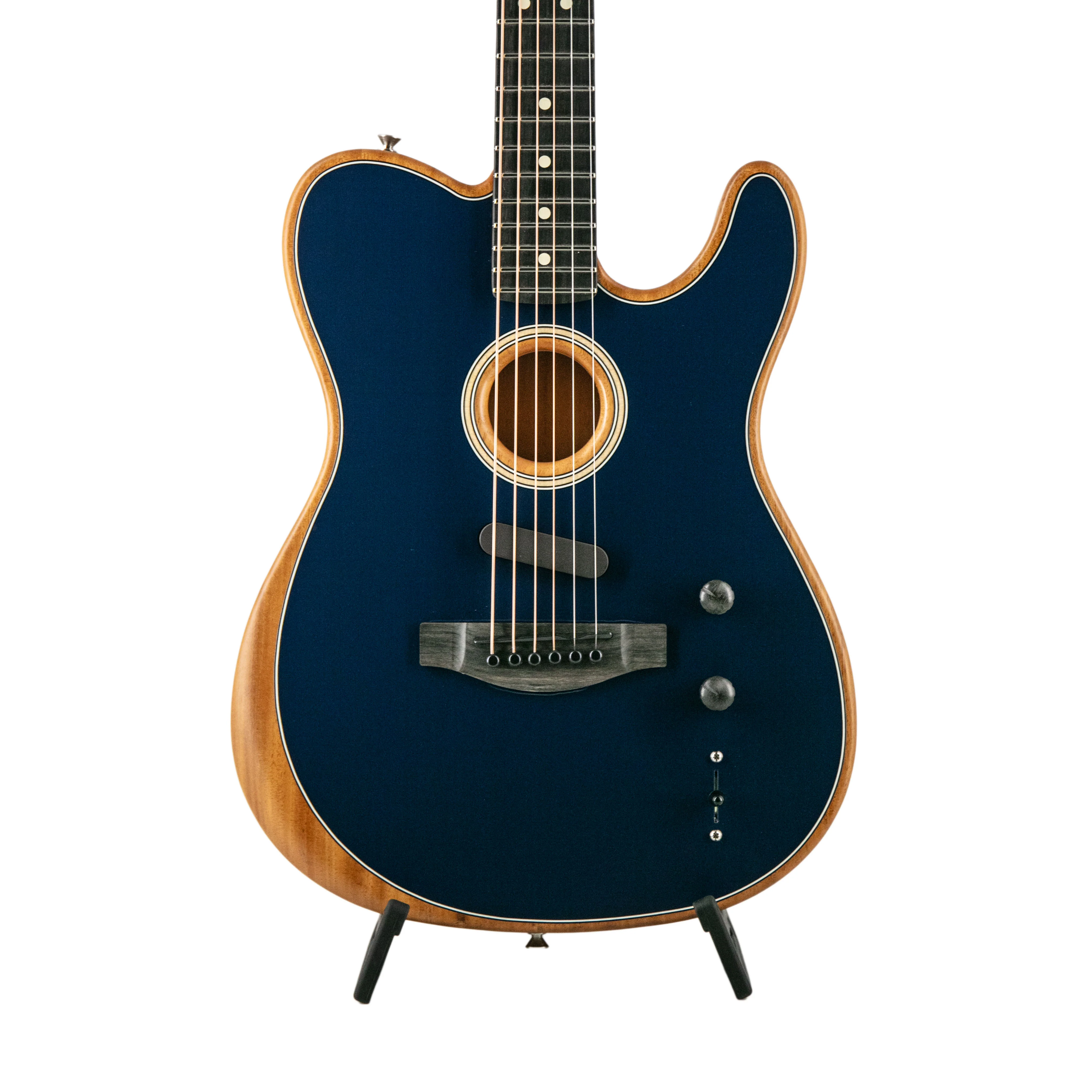 Fender American Acoustasonic Telecaster Acoustic Electric Guitar, Ebony FB, Steel Blue, US213XXXX - Image 4