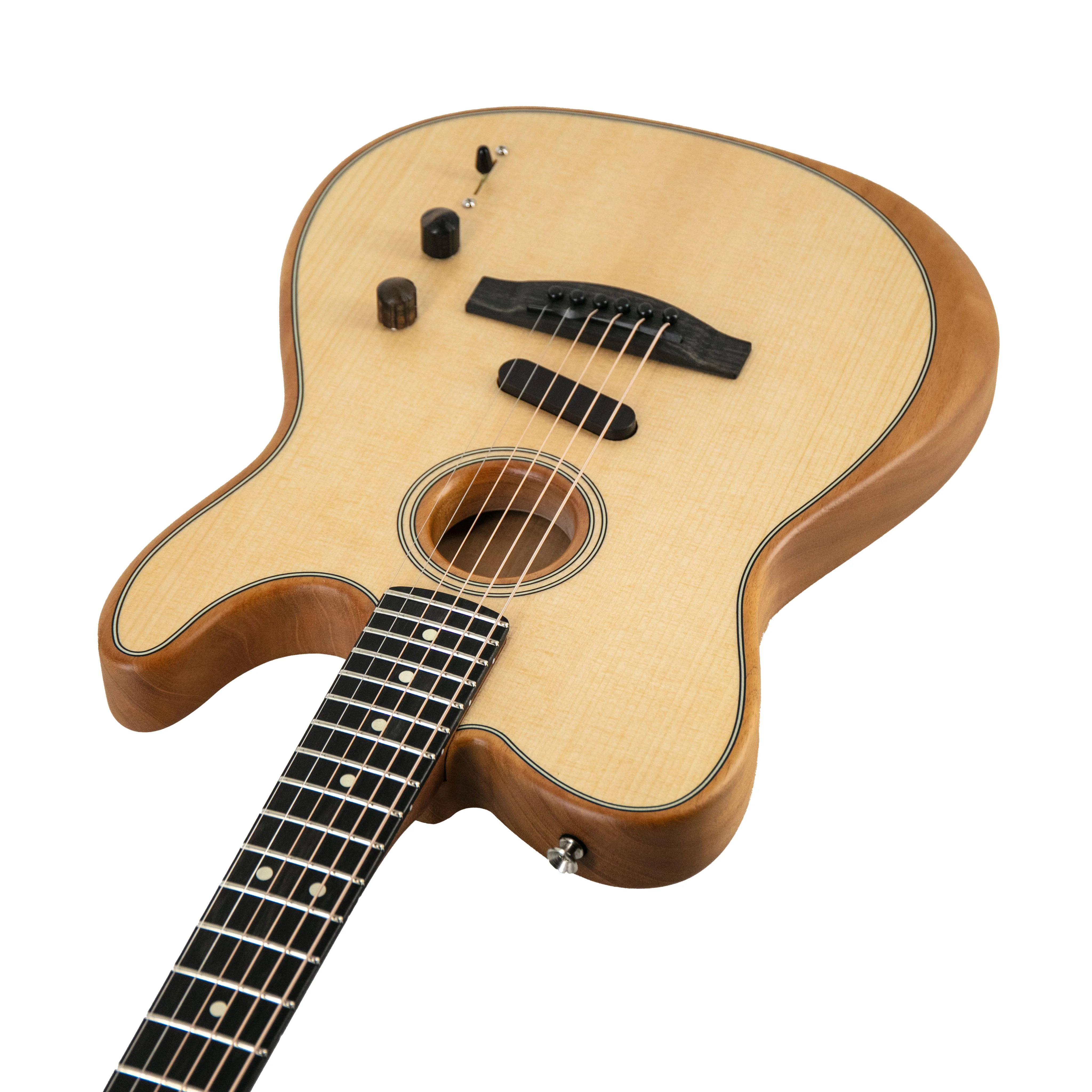 Fender American Acoustasonic Telecaster Guitar w/Bag, Ebony Fretboard, Natural, US214XXXX - Image 2